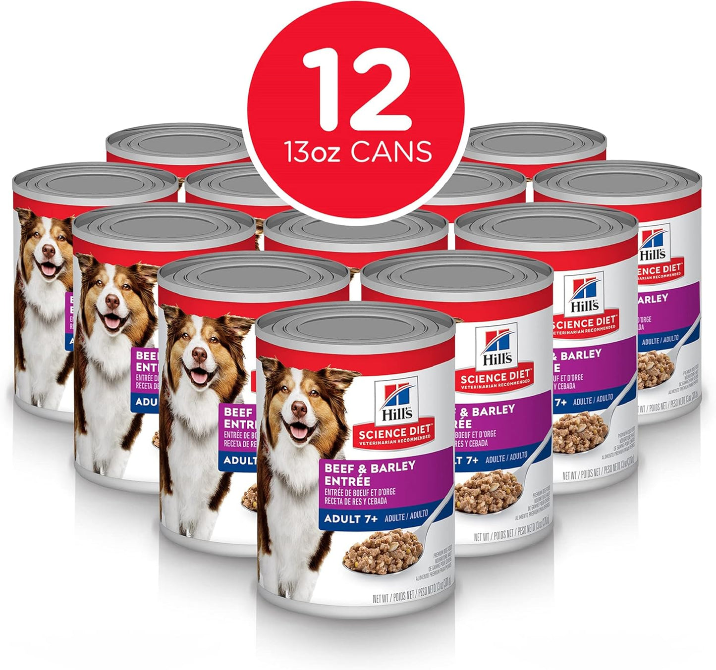 Hill's Science Diet Adult 7+ Savory Stew with Beef And Vegetables Senior Canned Dog Food, 363g, 12 Pack