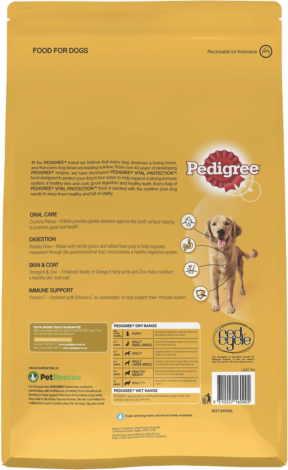 PEDIGREE Adult Dry Dog Food With Mince & Vegetables 3kg Bag, 4 Pack