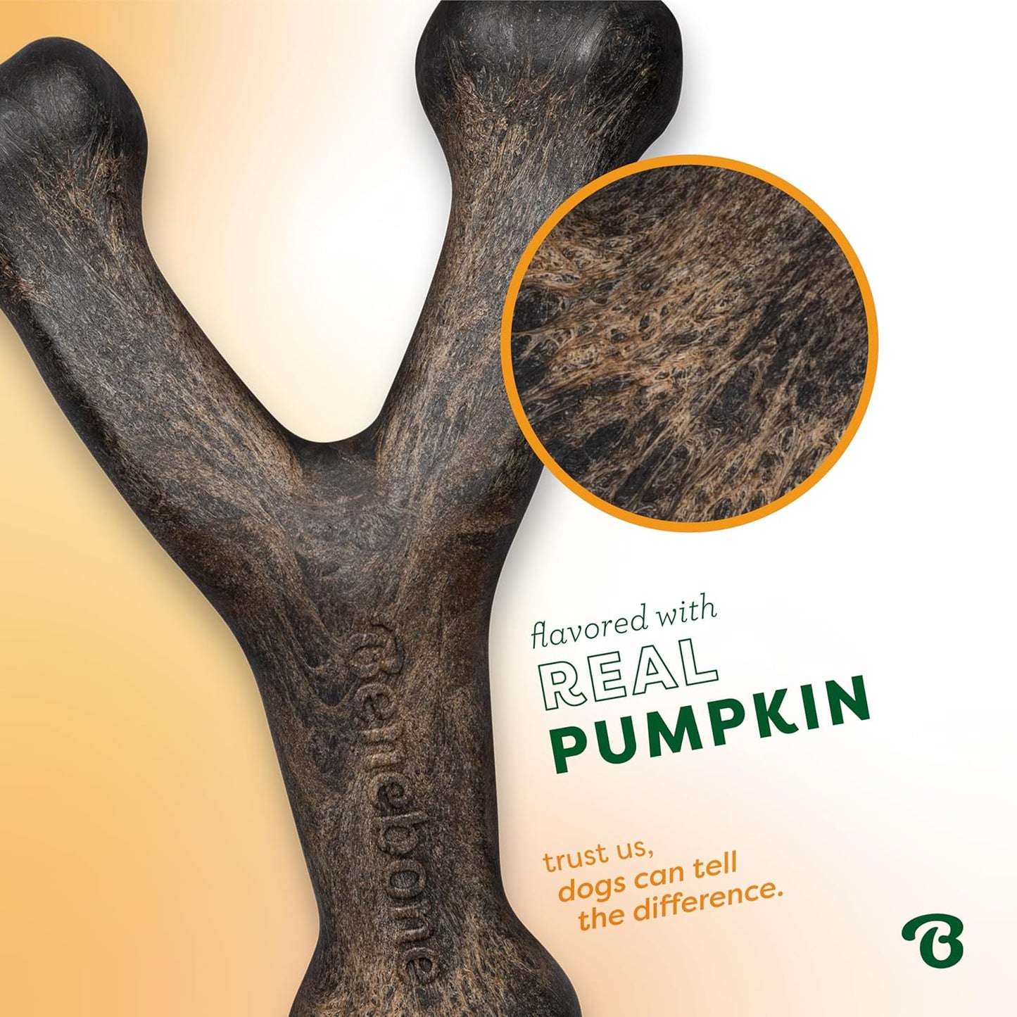Benebone Pumpkin Spice Wishbone – Limited Edition Flavor, Durable Dog Chew Toy for Aggressive Chewers, Made in USA, Medium