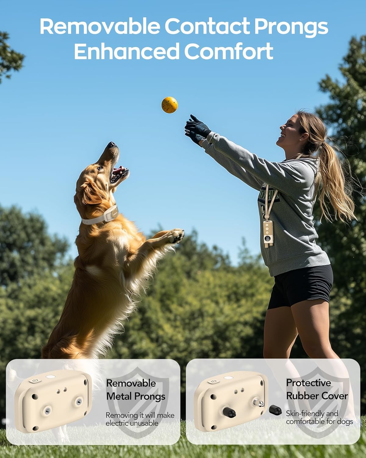 Jugbow Dog Training Collar - 4200FT Remote Dog Collar with 3 Training Modes(Beige)