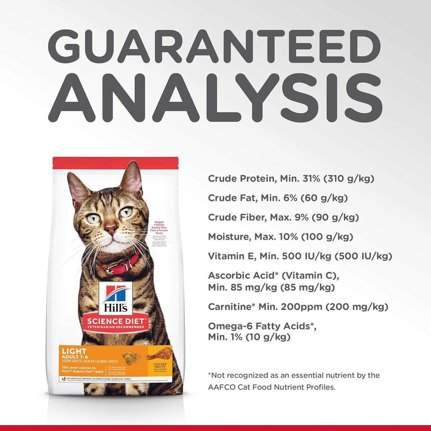 Hill's Science Diet Adult Light Chicken Recipe Dry Cat Food 2kg Bag