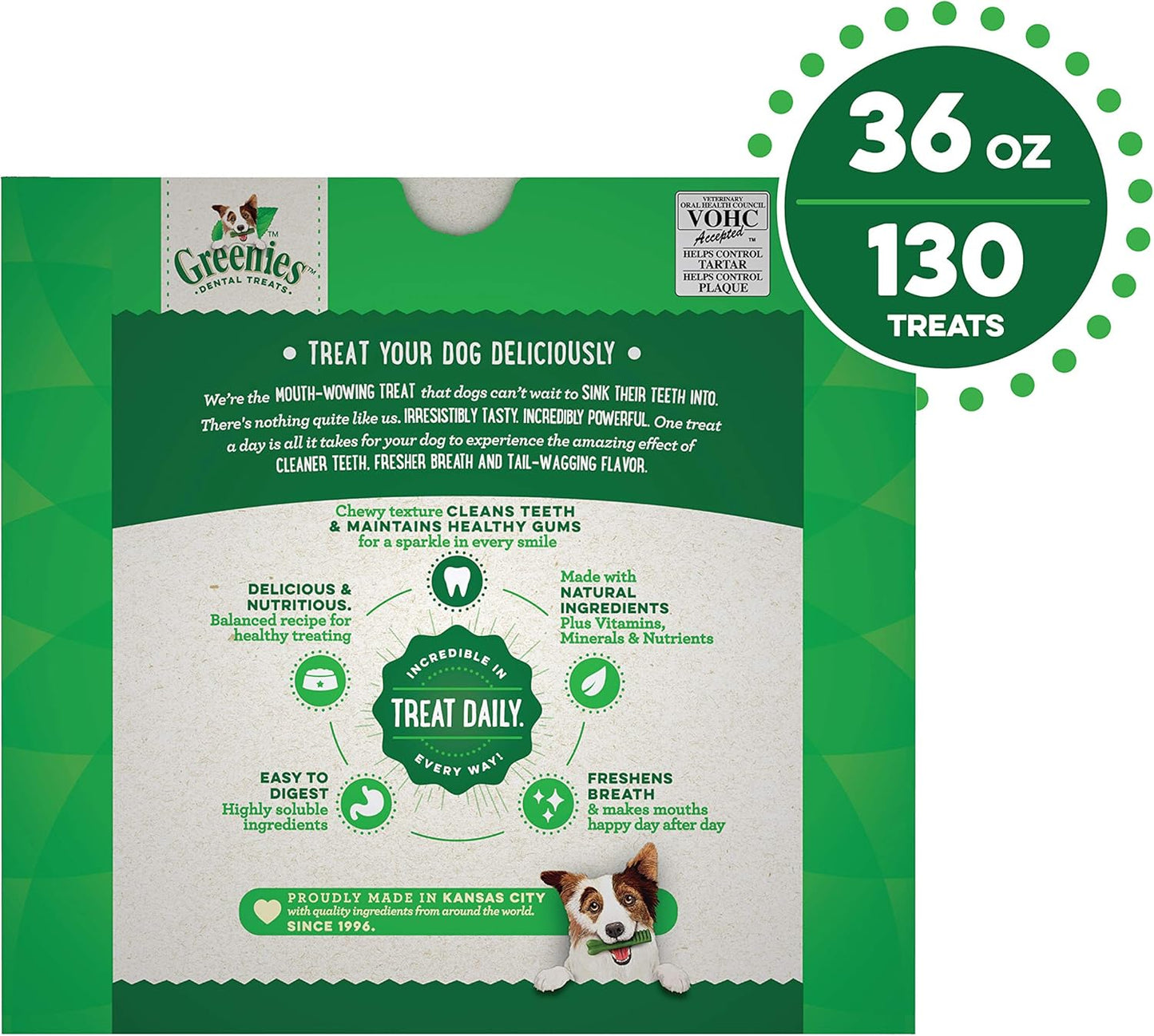 GREENIES Canine Dental Dog Treats Original Teenie 129 Chews Value Pack 1.02Kg