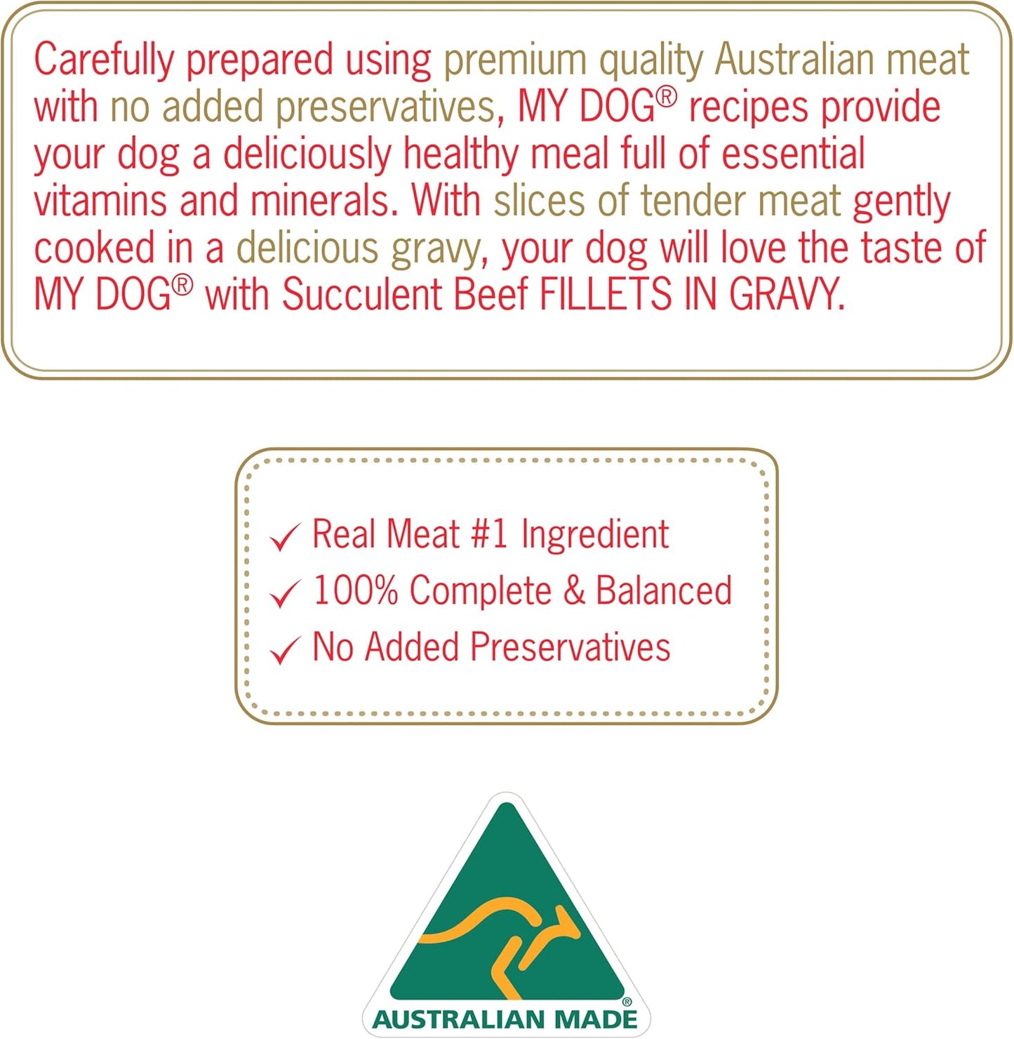 Adult Wet Dog Food With Succulent Beef Fillets in Gravy 6 x 100g, 6 Pack (36 Pouches)