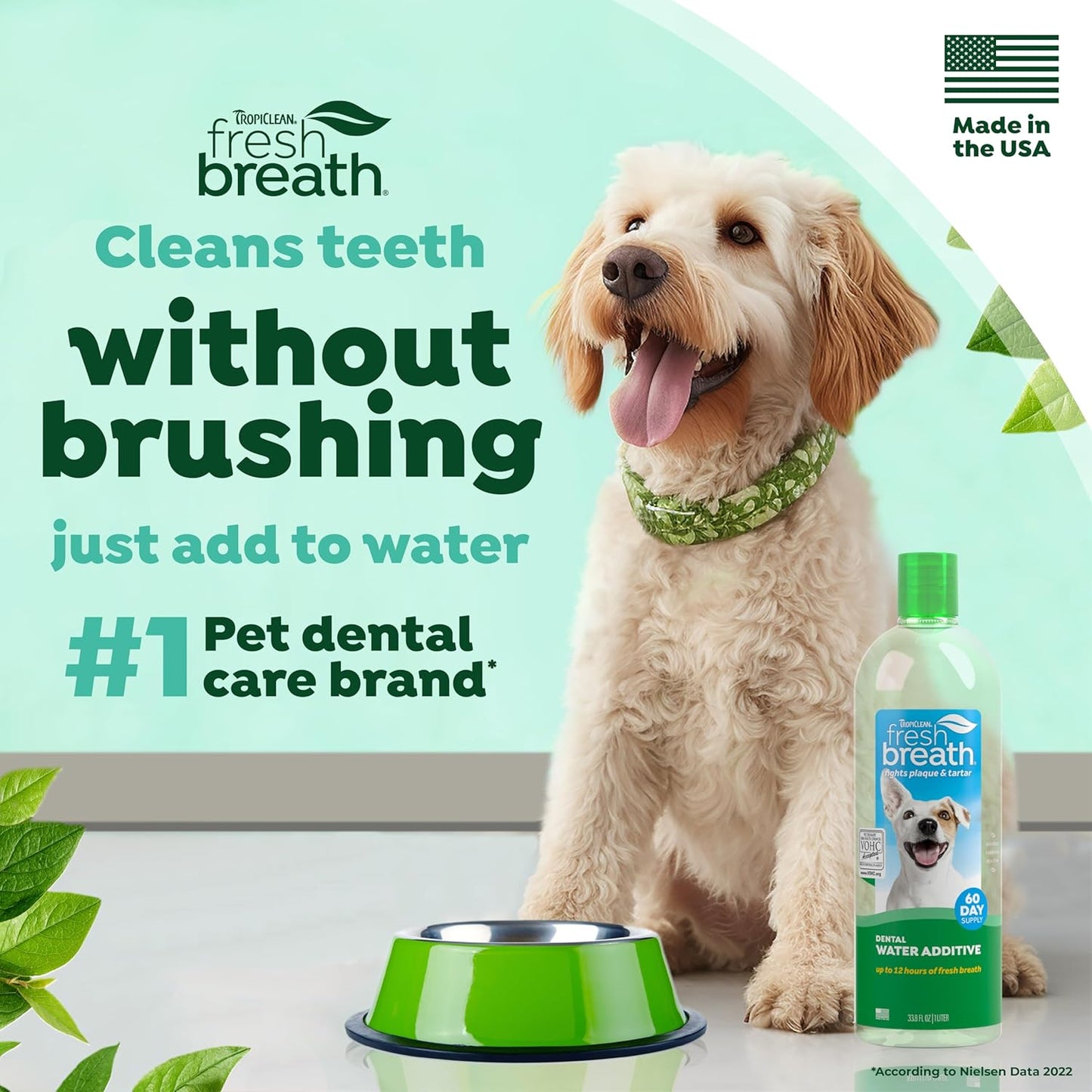 TropiClean Fresh Breath Water Additive for Dogs, Dog Breath Freshener and Teeth Cleaning Solution, No Toothpaste or Toothbrush Required, 33.8oz. Visit the TropiClean Store