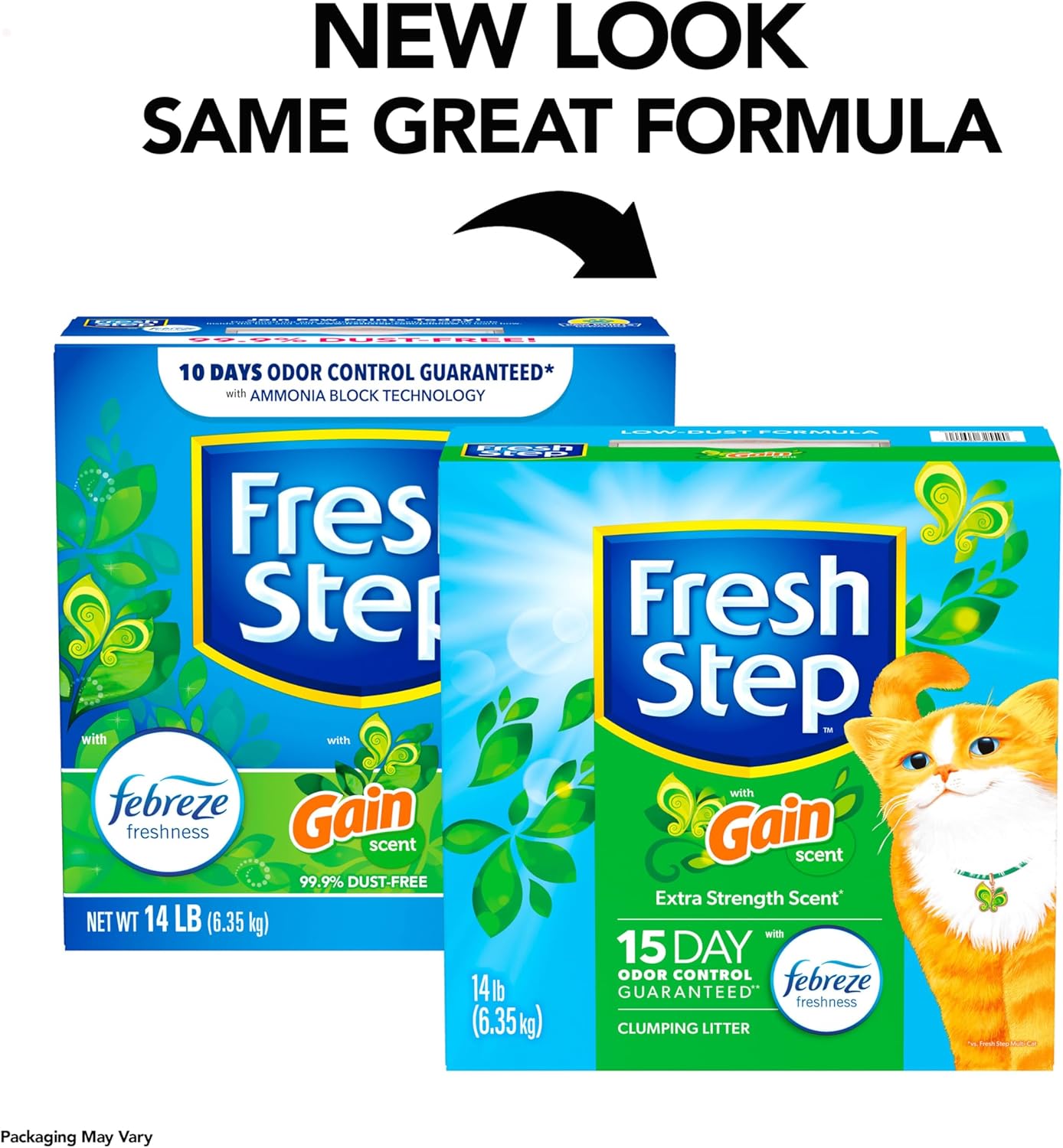Fresh Step Clumping Cat Litter with Febreze Gain Scent, Long Lasting 14 lb