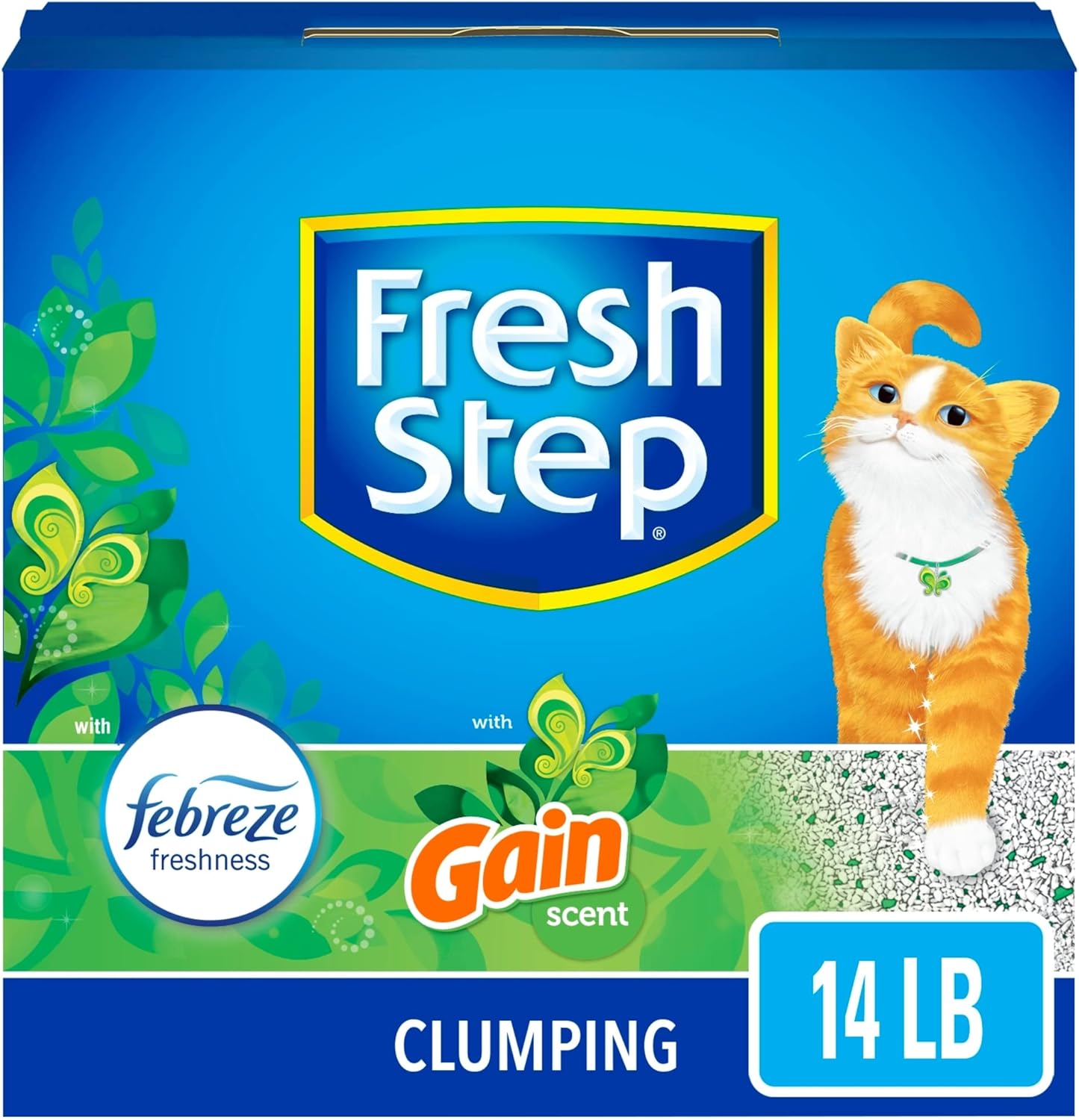 Fresh Step Clumping Cat Litter with Febreze Gain Scent, Long Lasting 14 lb