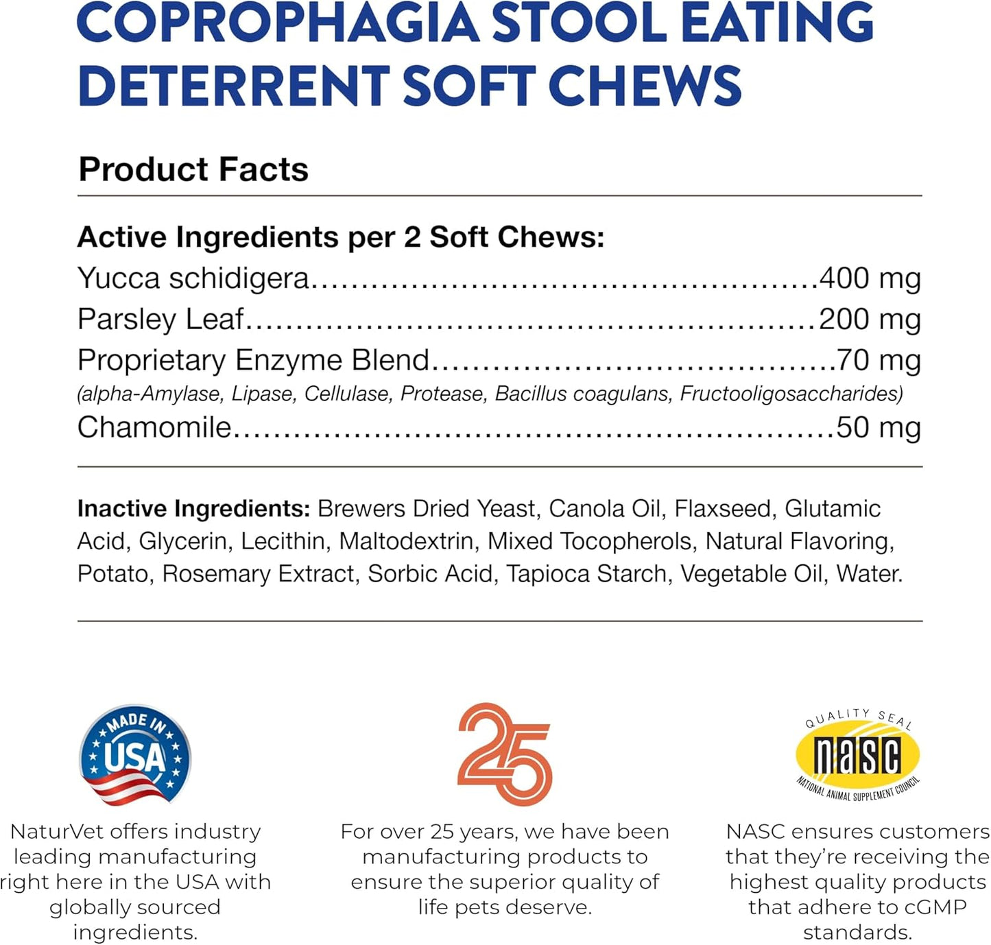 NaturVet Coprophagia Stool Eating Deterrent Plus Breath Aid for Dogs, 70 ct Soft Chews, Made in USA