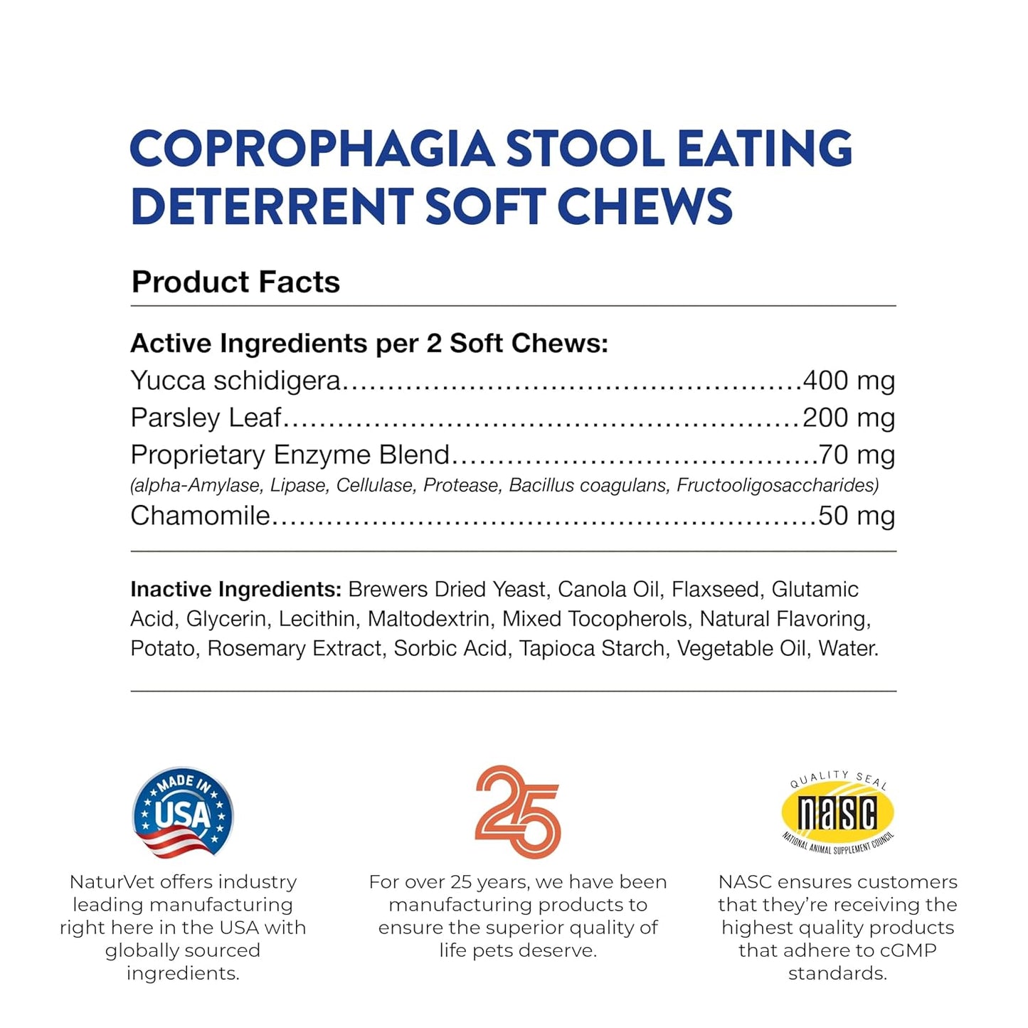 NaturVet Coprophagia Stool Eating Deterrent Plus Breath Aid for Dogs, 130 ct Soft Chews, Made in USA