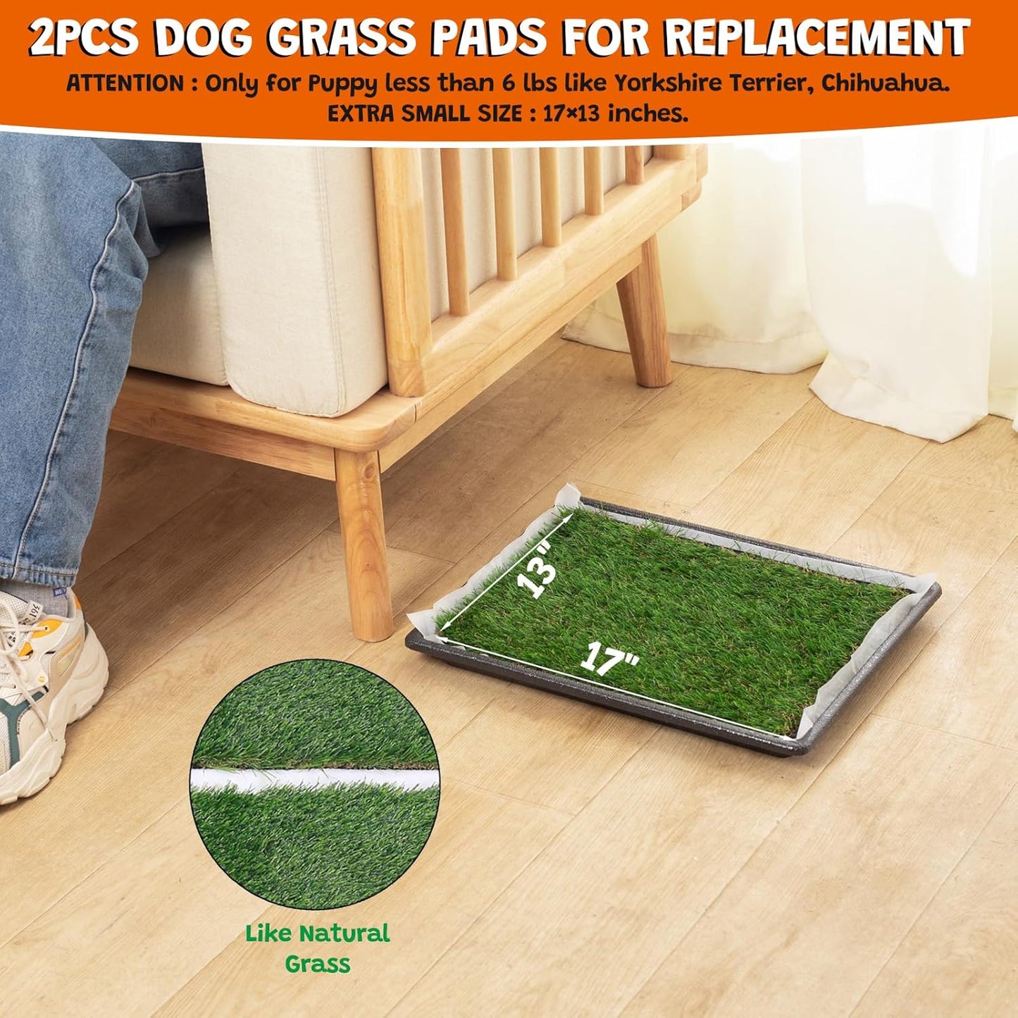 MEEXPAWS Large Dog Grass Toilet with Tray,44×34 cm Puppy Toilet Training