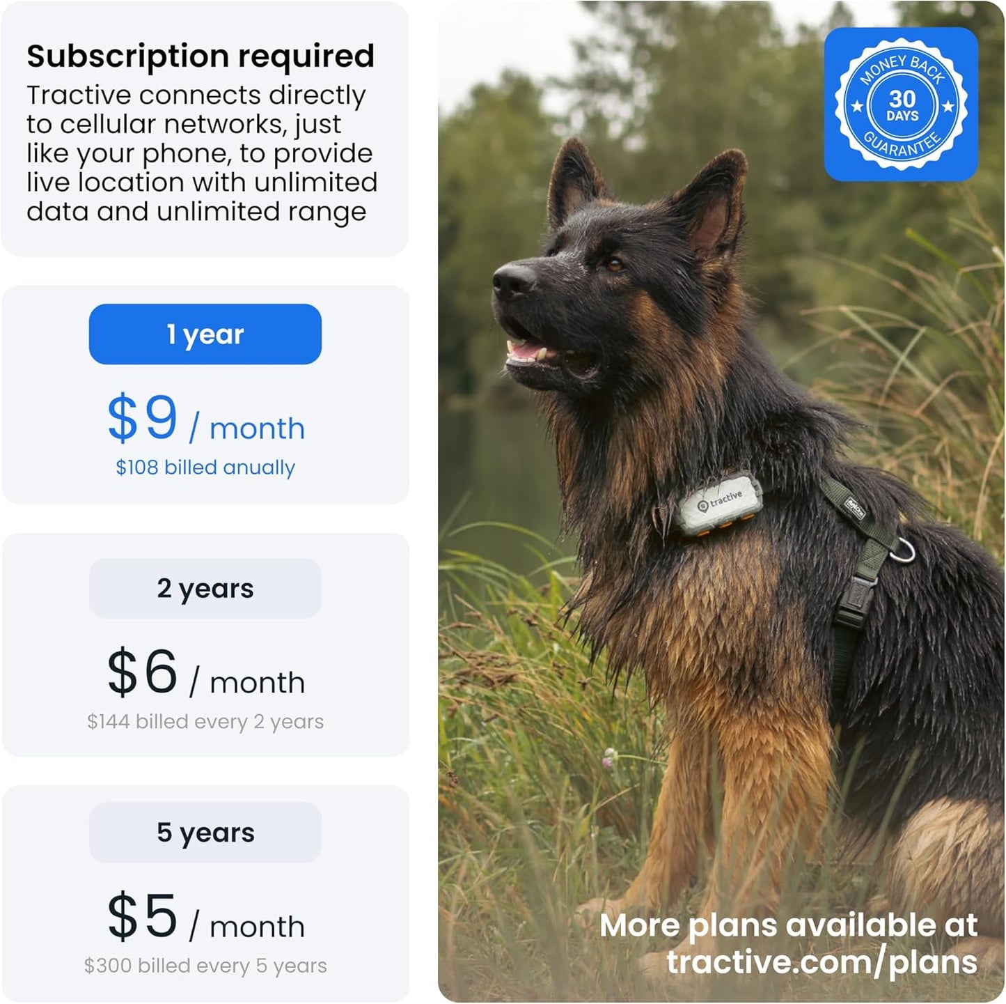 Tractive XL Smart Dog GPS Tracker | Live Pet Tracker with Virtual Fence | Vital Signs Monitoring of Heart & Respiratory Rate | Up to 1-Month Battery Life | Dog Collar Attachment (Adventure Edition)