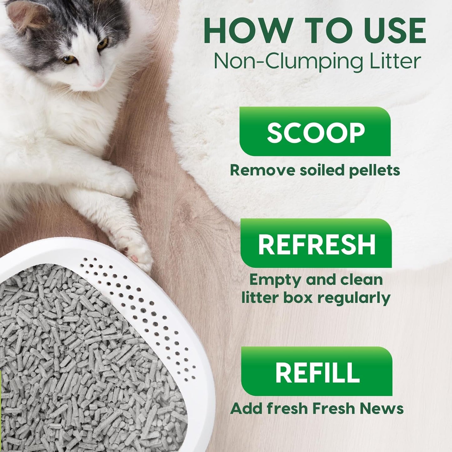 Fresh News Recycled Paper, Original Pellet Cat Litter, 25 Pound-USA made