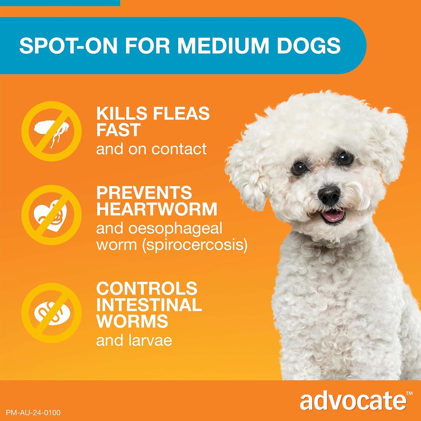 Advocate Flea, Heartworm and Worm Control for Medium Dogs, Aqua, 3 Pack