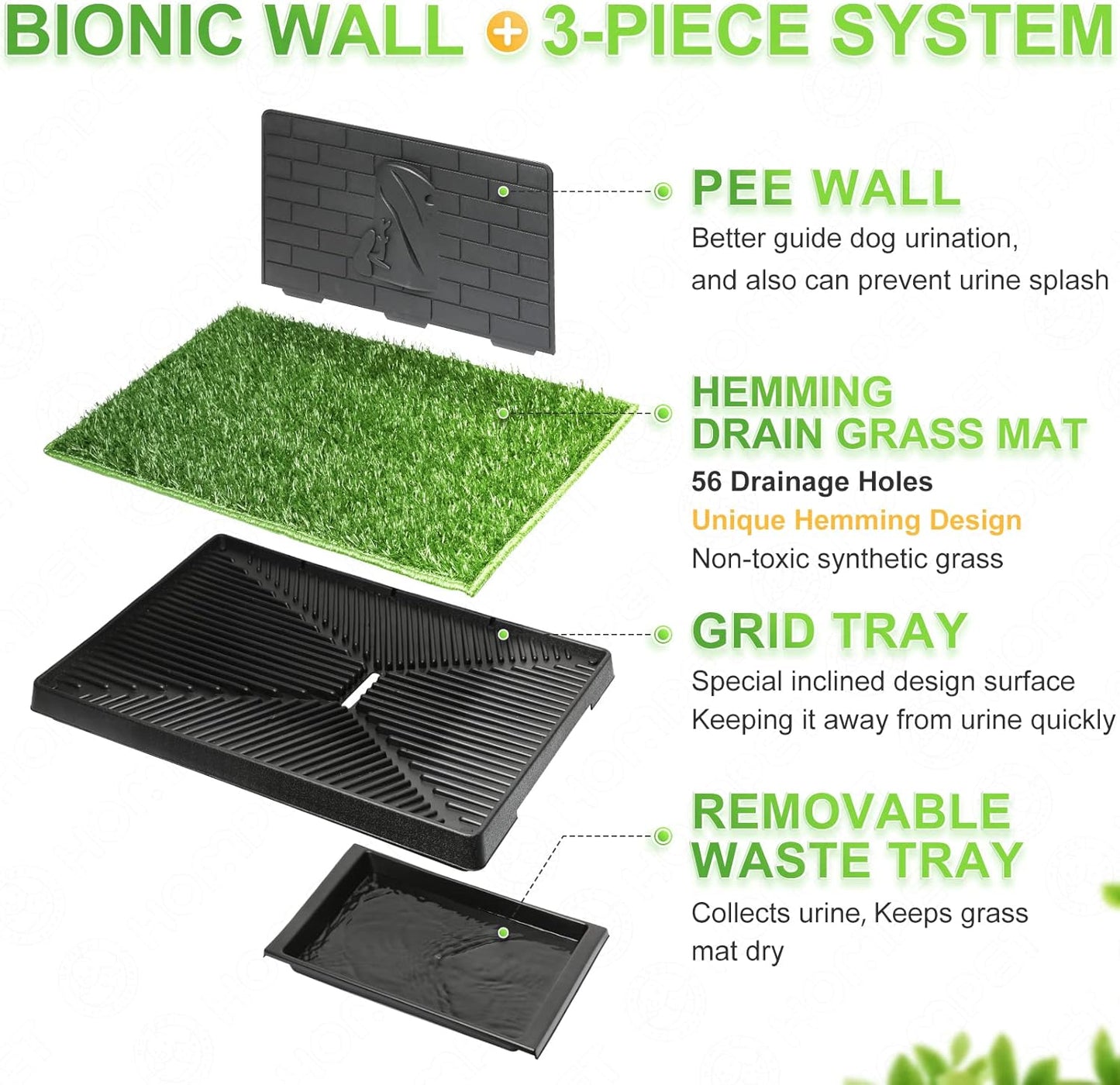 Hompet Dog Grass Pad with Tray Large, Small and Medium Dogs (30"×20")
