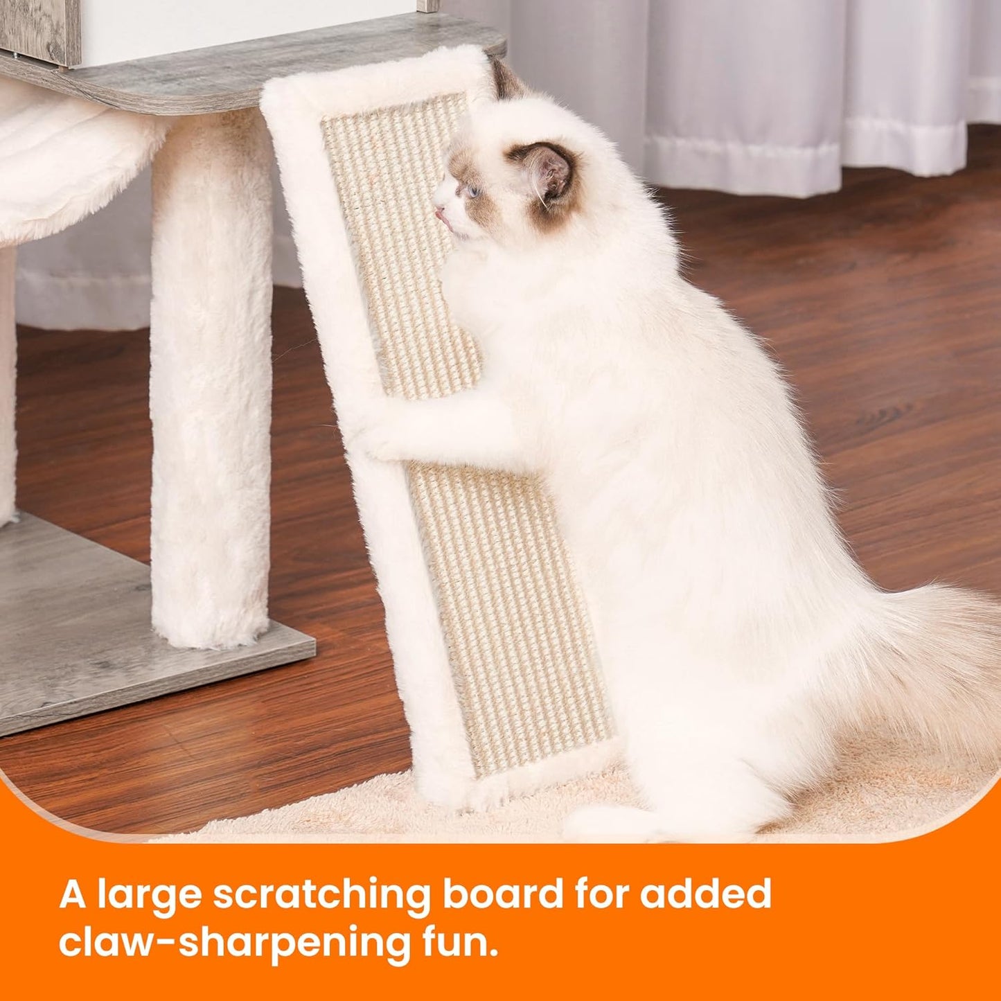 Heybly Wood Cat Tree for Indoor Cats, Cat Condo for Large Cats with Self Groomer