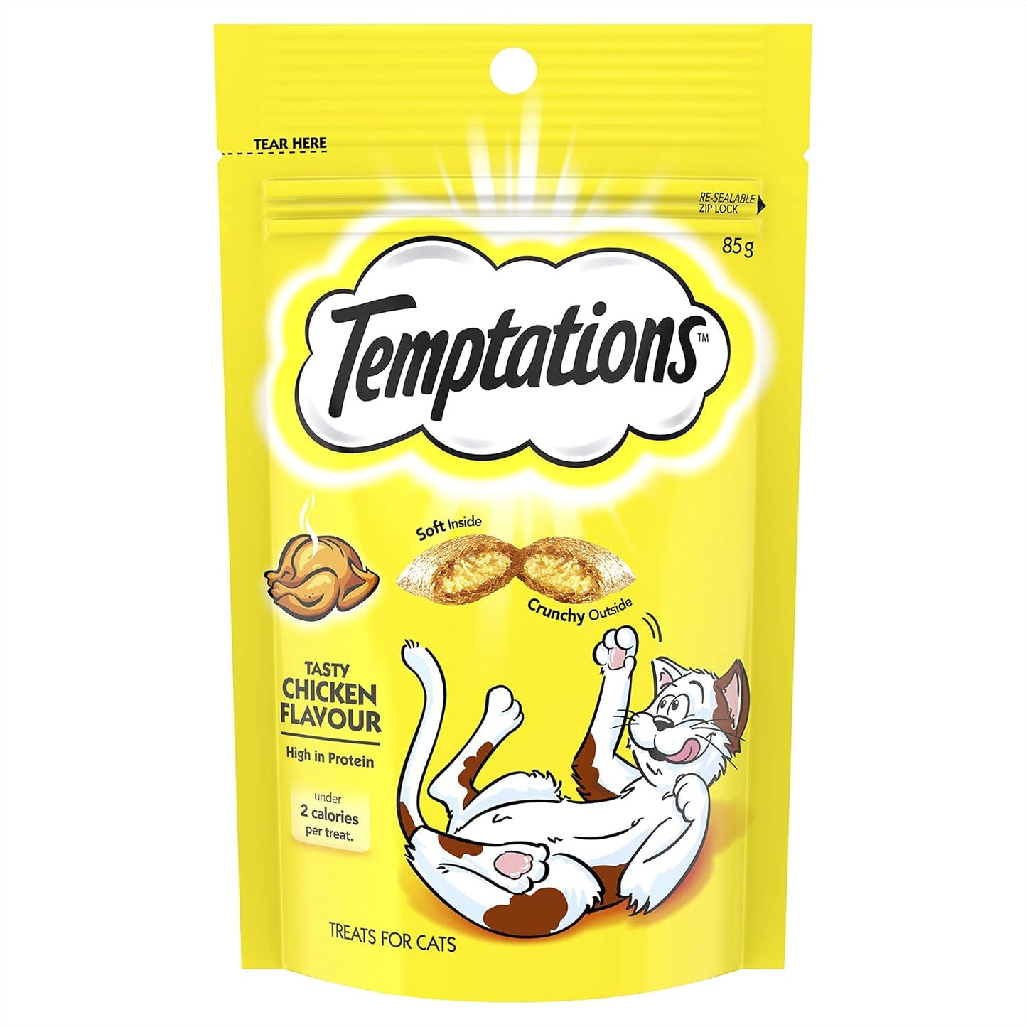 TEMPTATIONS Cat Treats Tasty Chicken Flavour 85g, 6 Pack