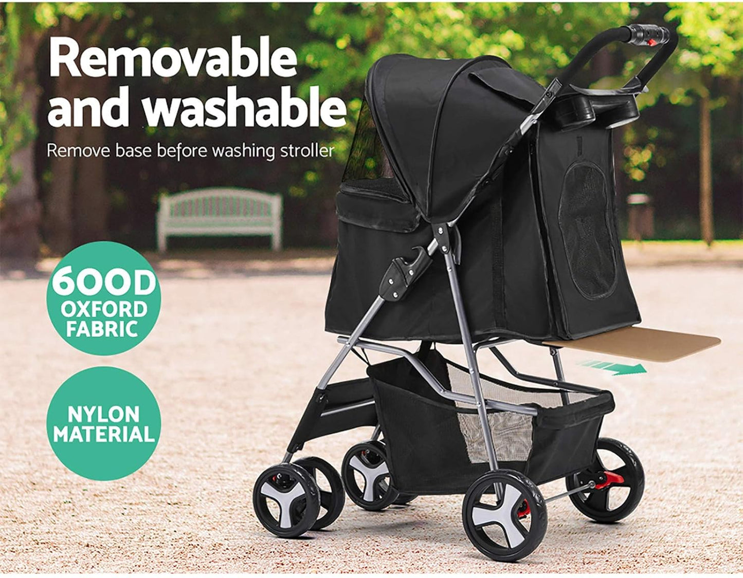 i.Pet Pet Stroller, Double Cat Dog Carrier Backpack Travel Strollers Pram Seat