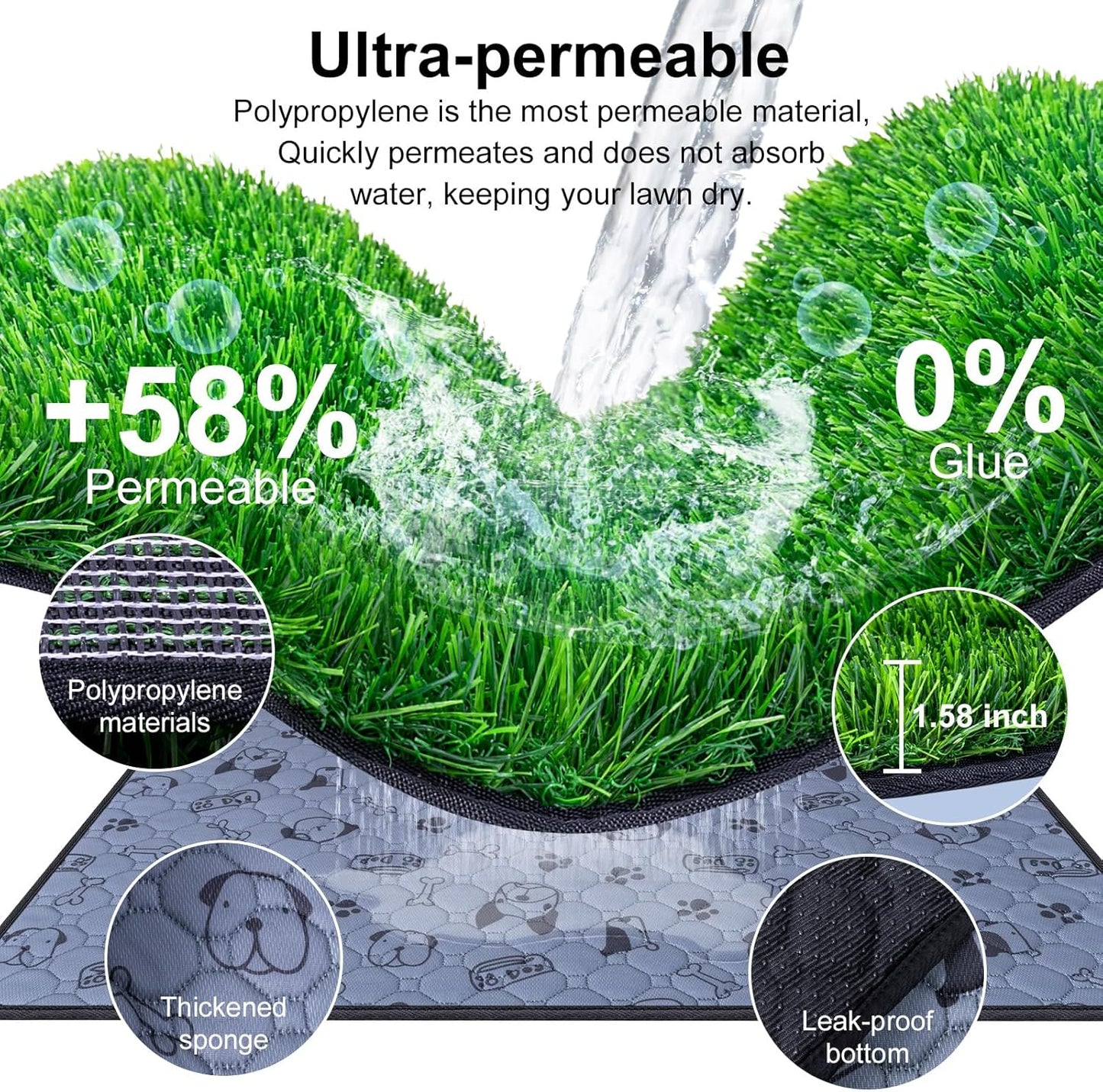 Pee Pads for Dogs with Fake Grass, 27" x 21"