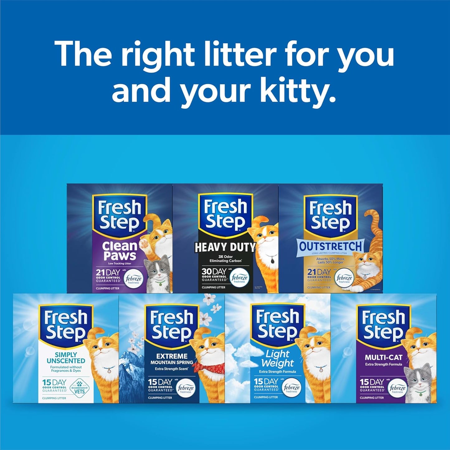 Fresh Step Clumping Cat Litter with Febreze Gain Scent, Long Lasting 14 lb
