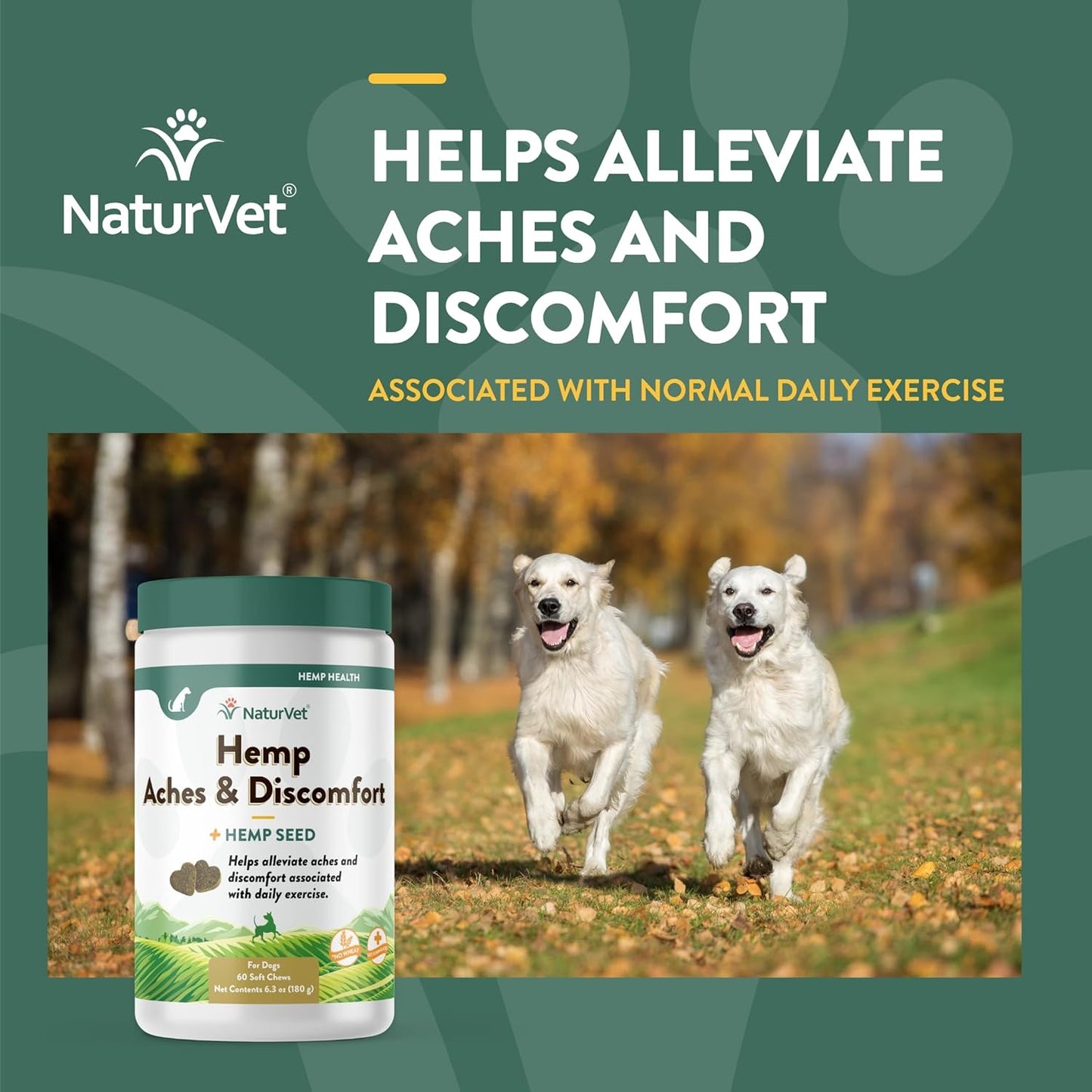 NaturVet Hemp Aches & Discomfort Plus 60k Cannabis Seeds for Dogs