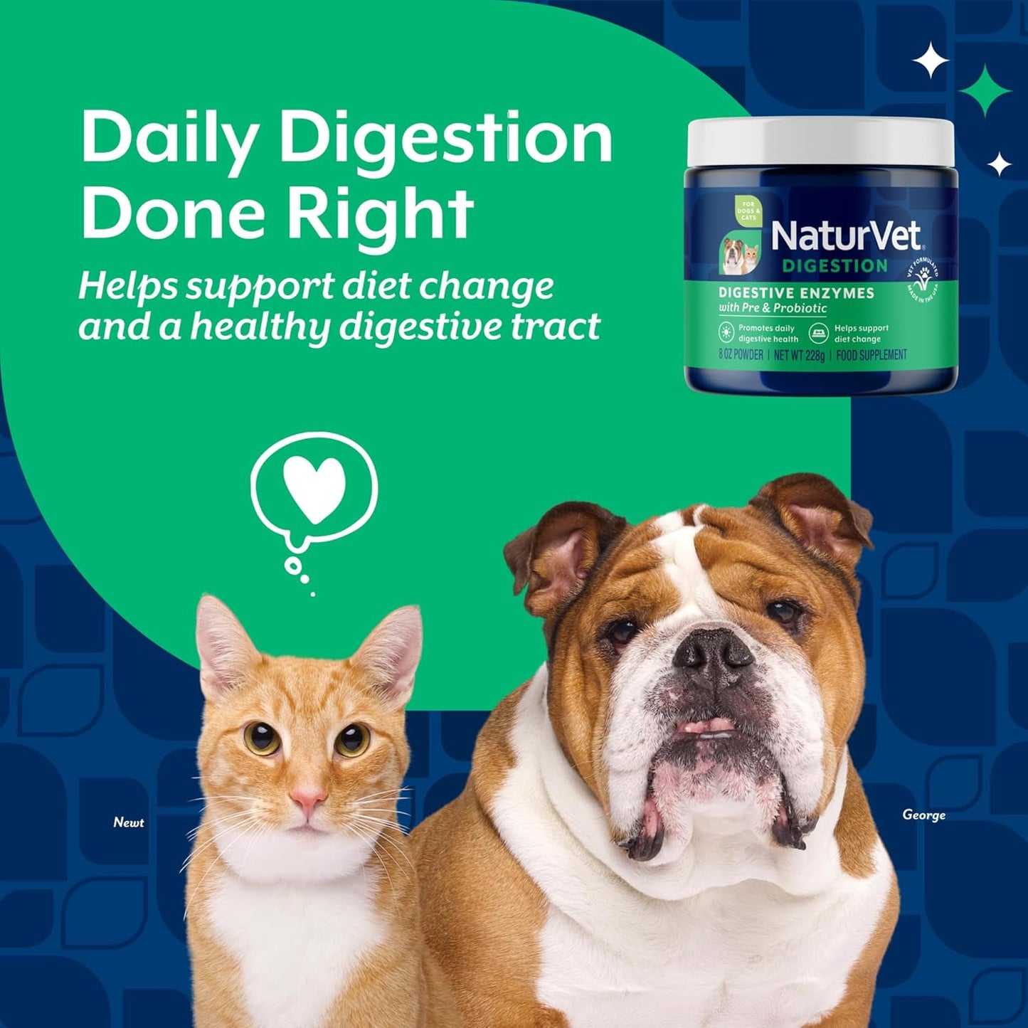 NaturVet Digestive Enzymes and Probiotics, 227g