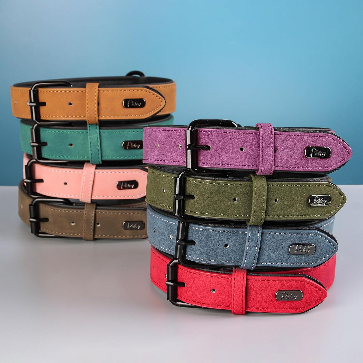 Didog Soft Padded Leather Dog Collar, Breathable Heavy Duty Dog Collar Leather with Adjustable Rust-Proof Metal Buckle for Small Medium Large Dogs, Brown, M