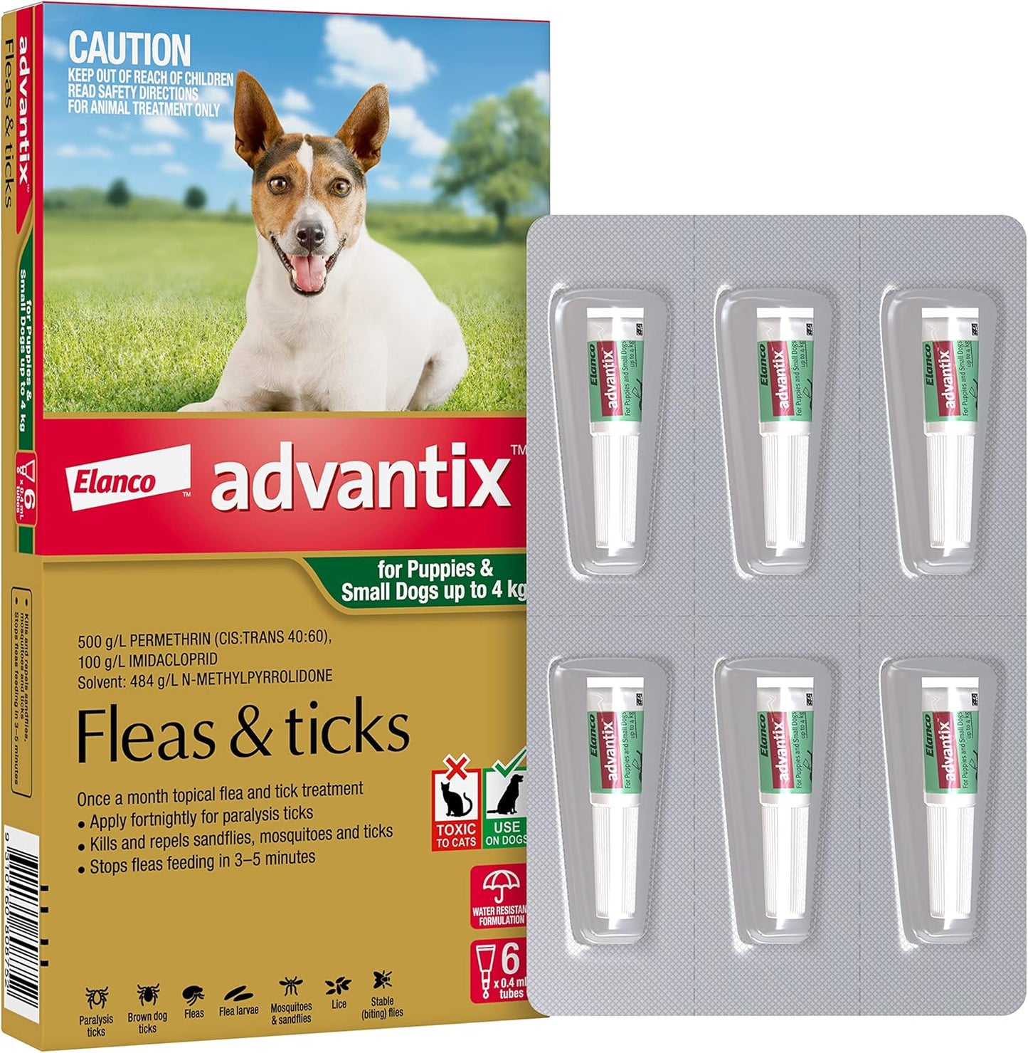 Advantix Fleas, Ticks & Biting Insects for Puppies & Small Dogs Up To 4kg - 6 Pack