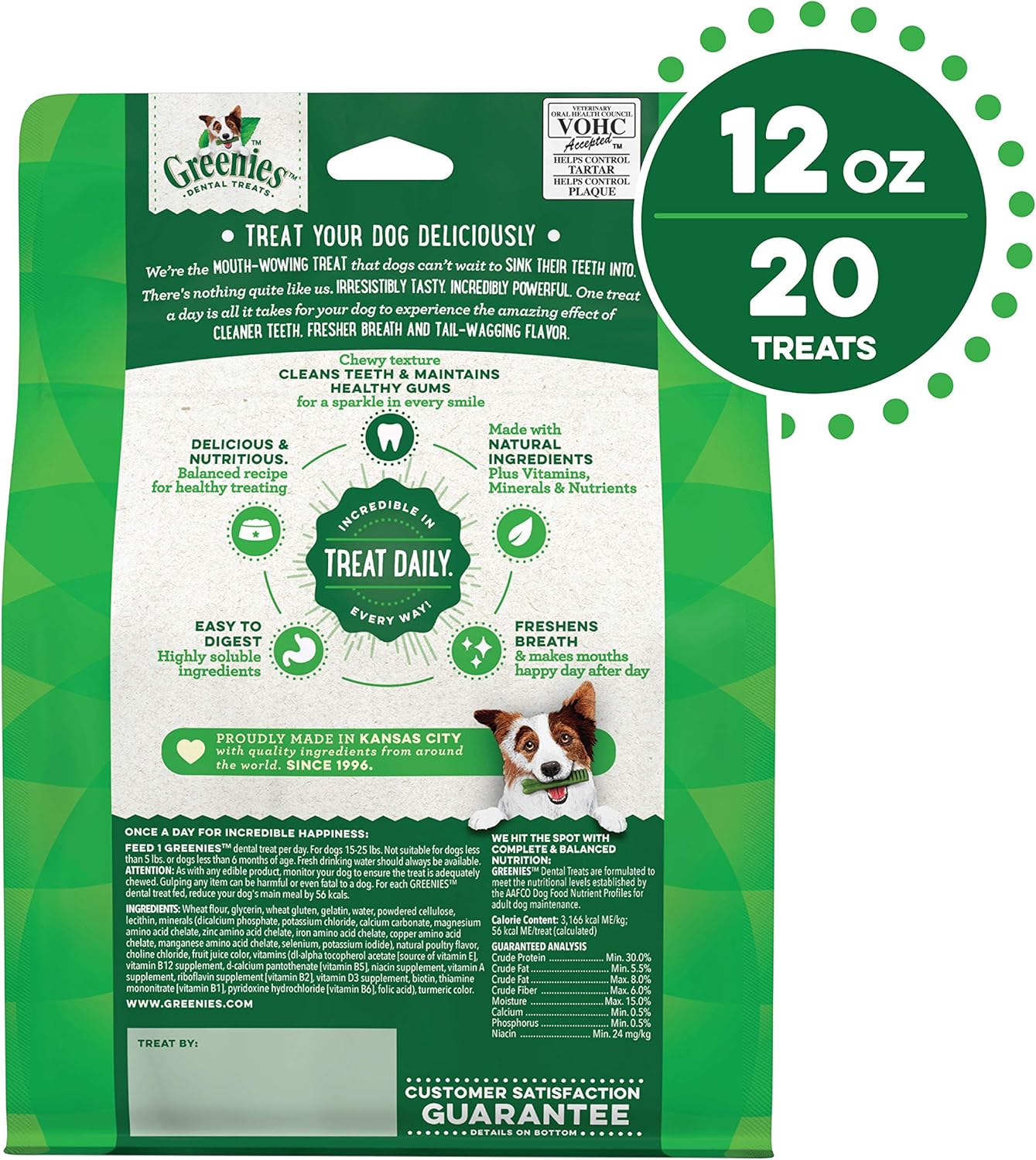 GREENIES Canine Dental Dog Treats Original Petite 20 Chews 340g