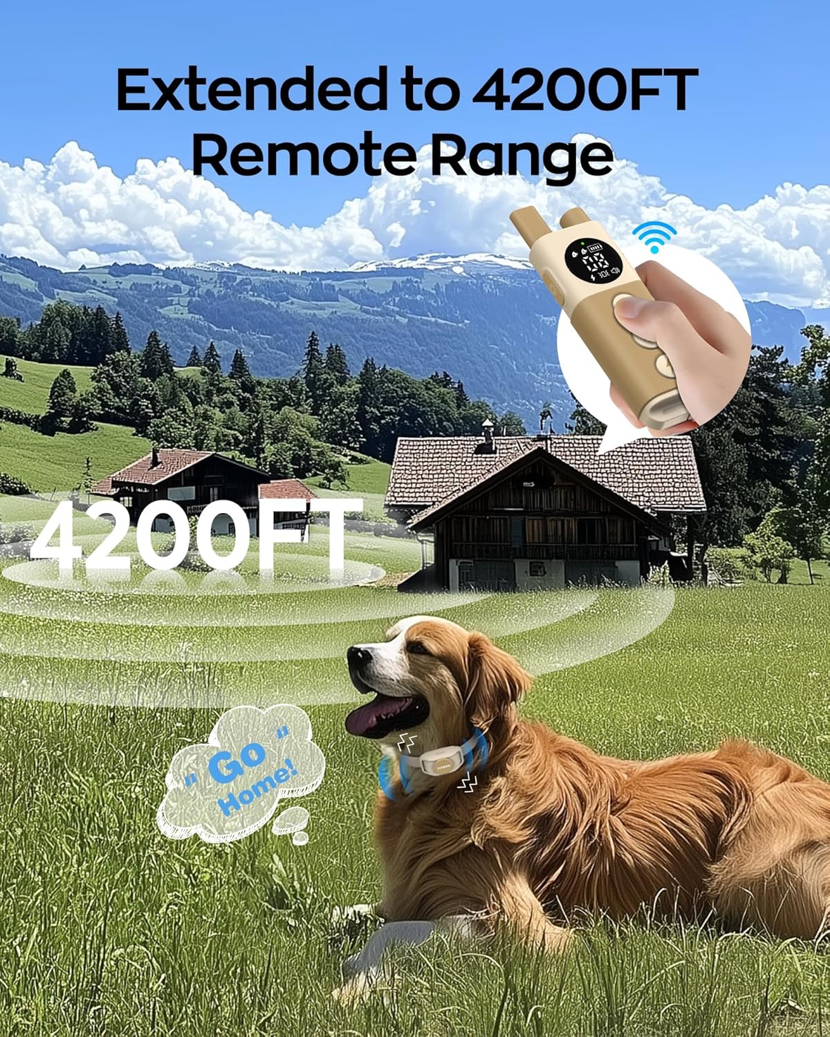 Jugbow Dog Training Collar - 4200FT Remote Dog Collar with 3 Training Modes(Beige)