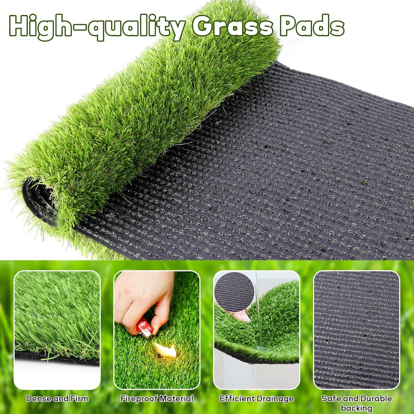 Dog Grass Pad with Tray: Reusable Training Pad with 3-Pack Replaceable Artificial Grass - Quick Absorbent Indoor Portable Dog Patio Potty, Washable Pee Pad for Small Medium to Large Dog, 22"x18" Grey