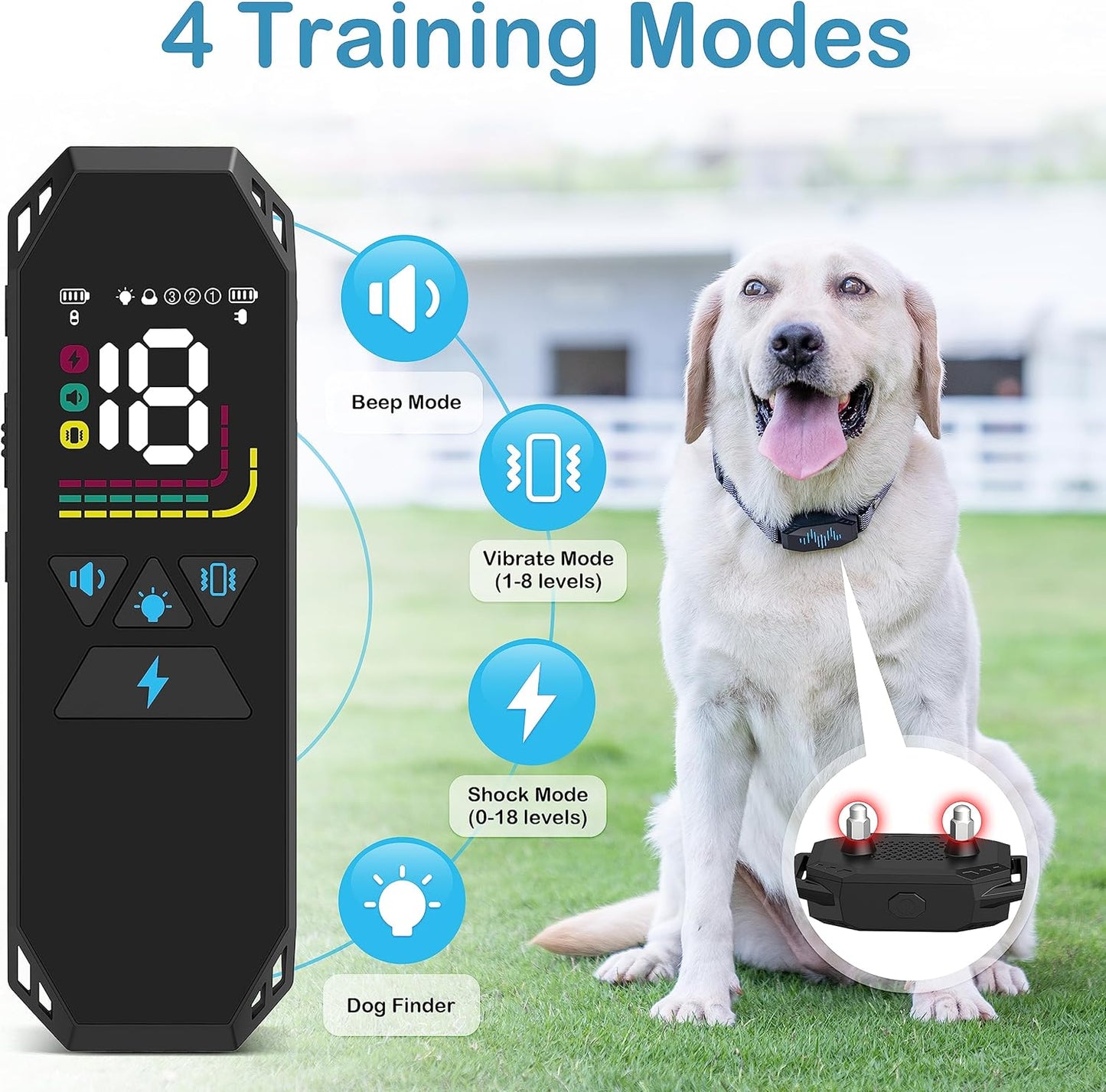 Dog Training Collar, Dog Shock Collar with Remote, 2500FT and 4 Training Modes Beep