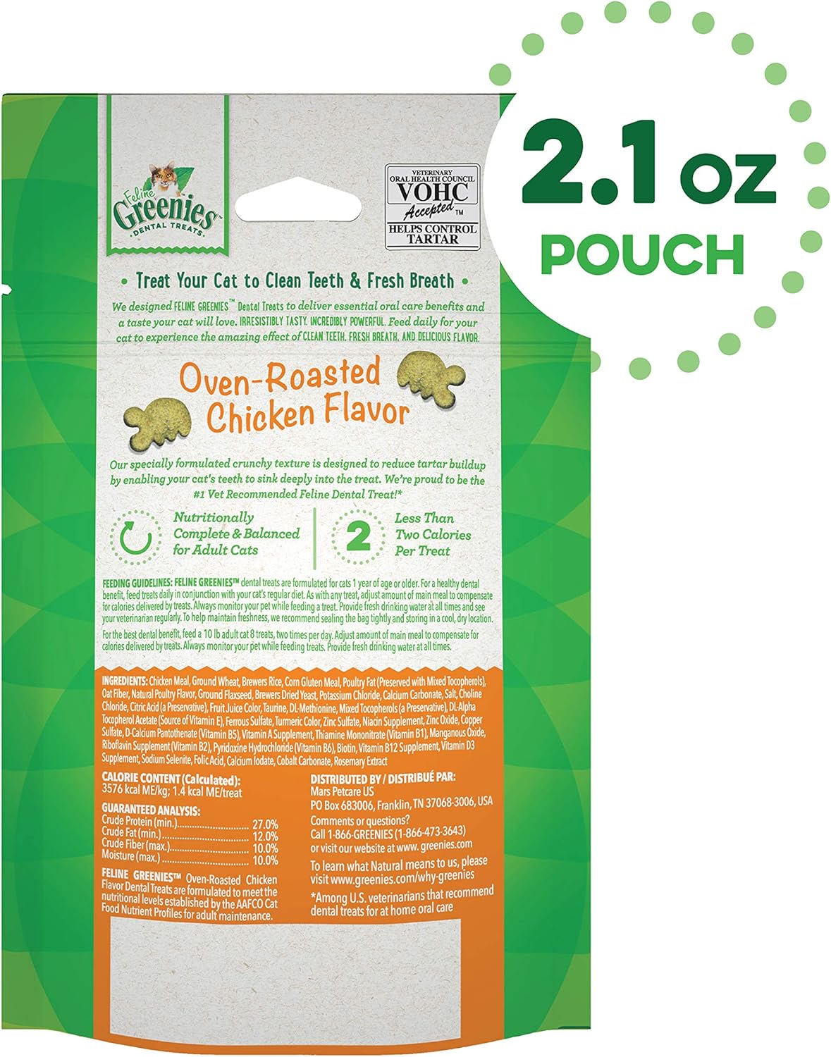 GREENIES Feline Dental Cat Treats Oven-Roasted Chicken Flavour 60g