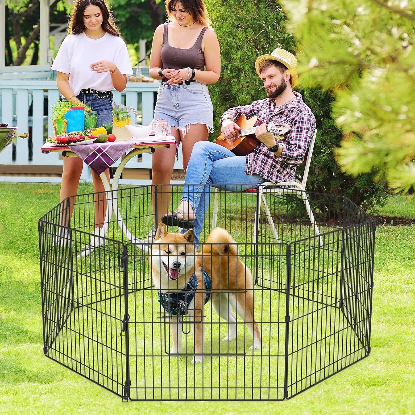 ADVWIN 8 Panel 24" Dog Playpen, Foldable Pet Fence Dog for Puppy Rabbit