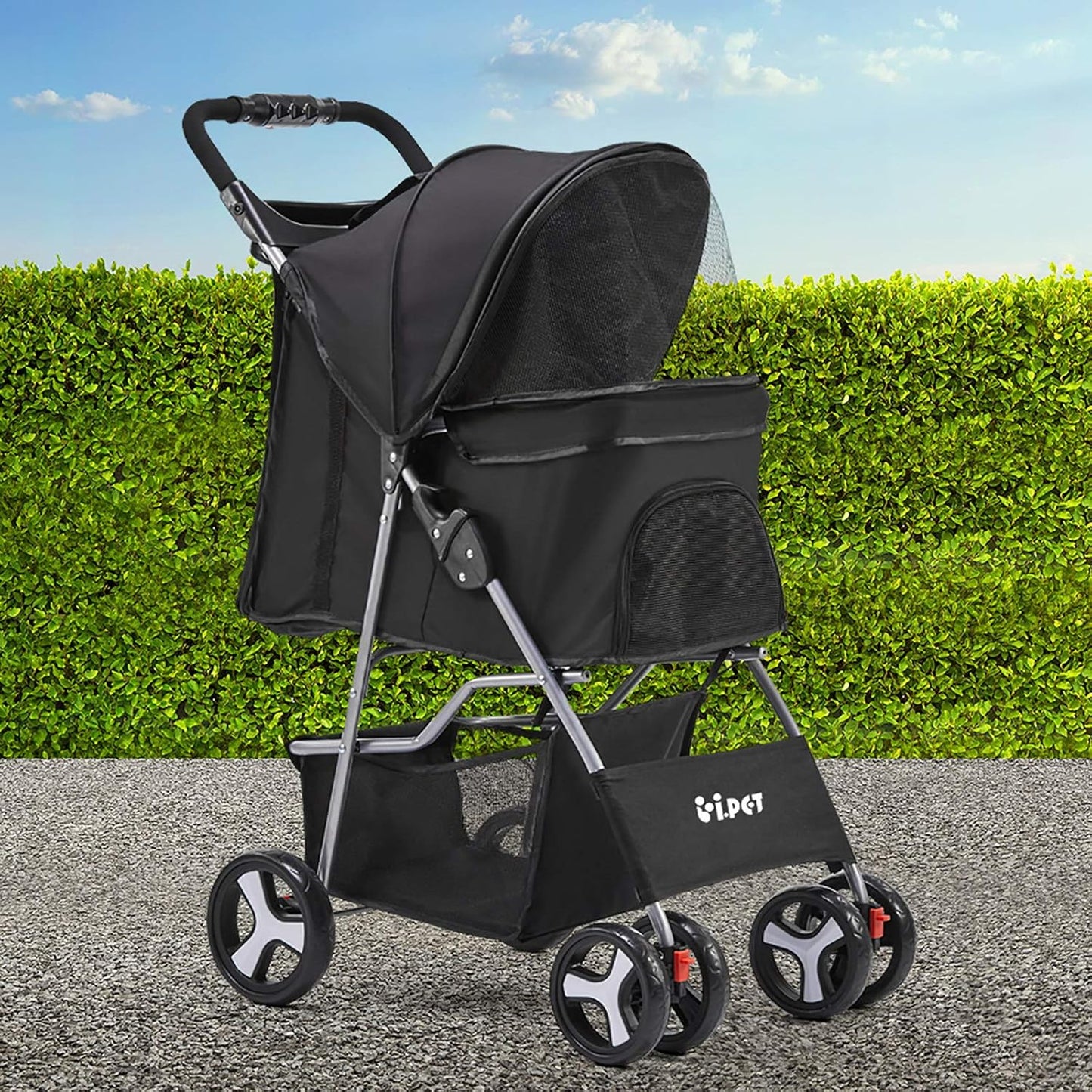 i.Pet Pet Stroller, Double Cat Dog Carrier Backpack Travel Strollers Pram Seat