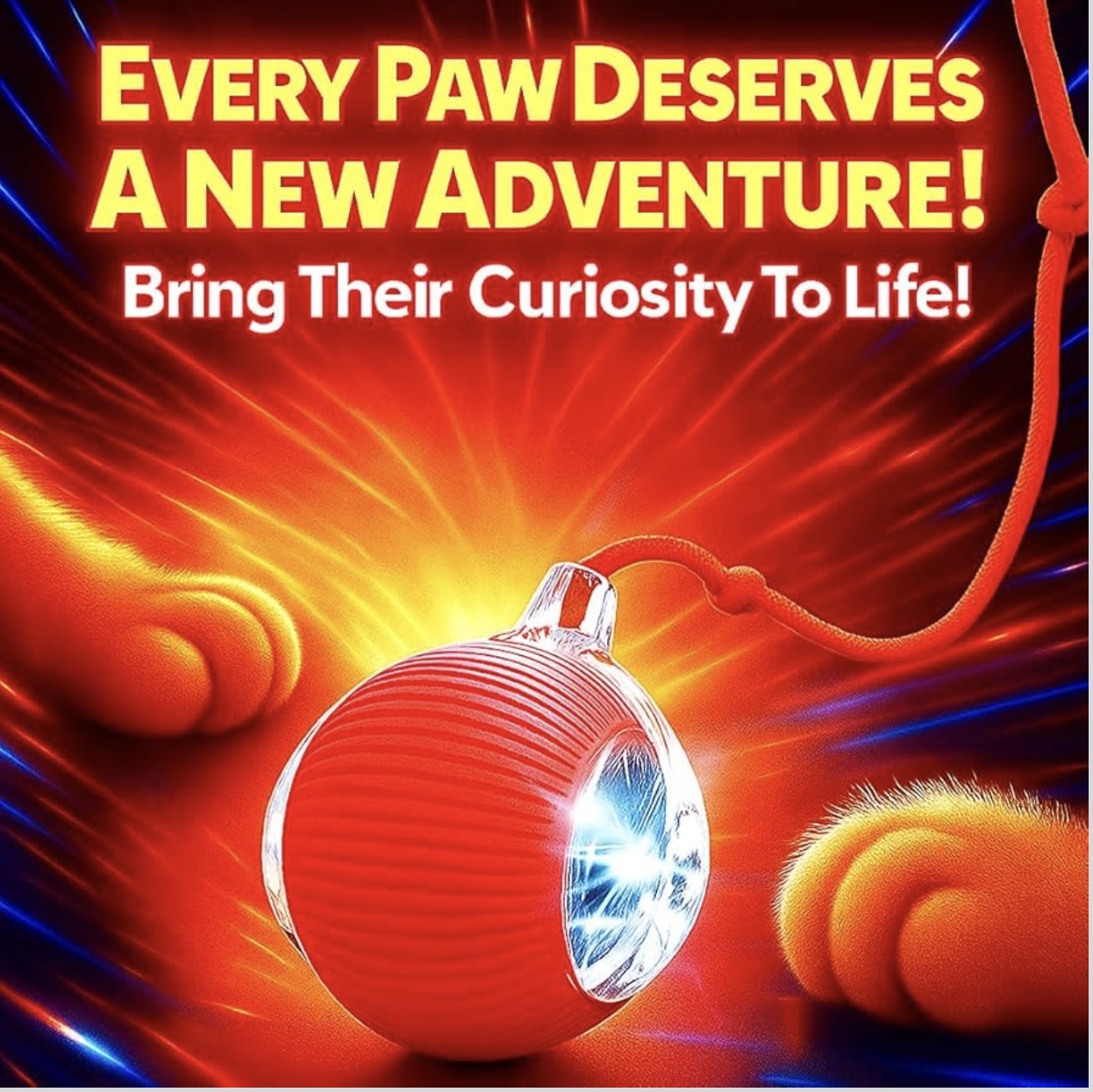 Interactive Cat Toys for Indoor Cats, Dog Toys Ball, Rolling Pet Ball, Smart Automatic Cat Chase Balls Toy, Interactive Dog Toys Speedy Tail,Kitten & Cat Toys Interactive (Red)