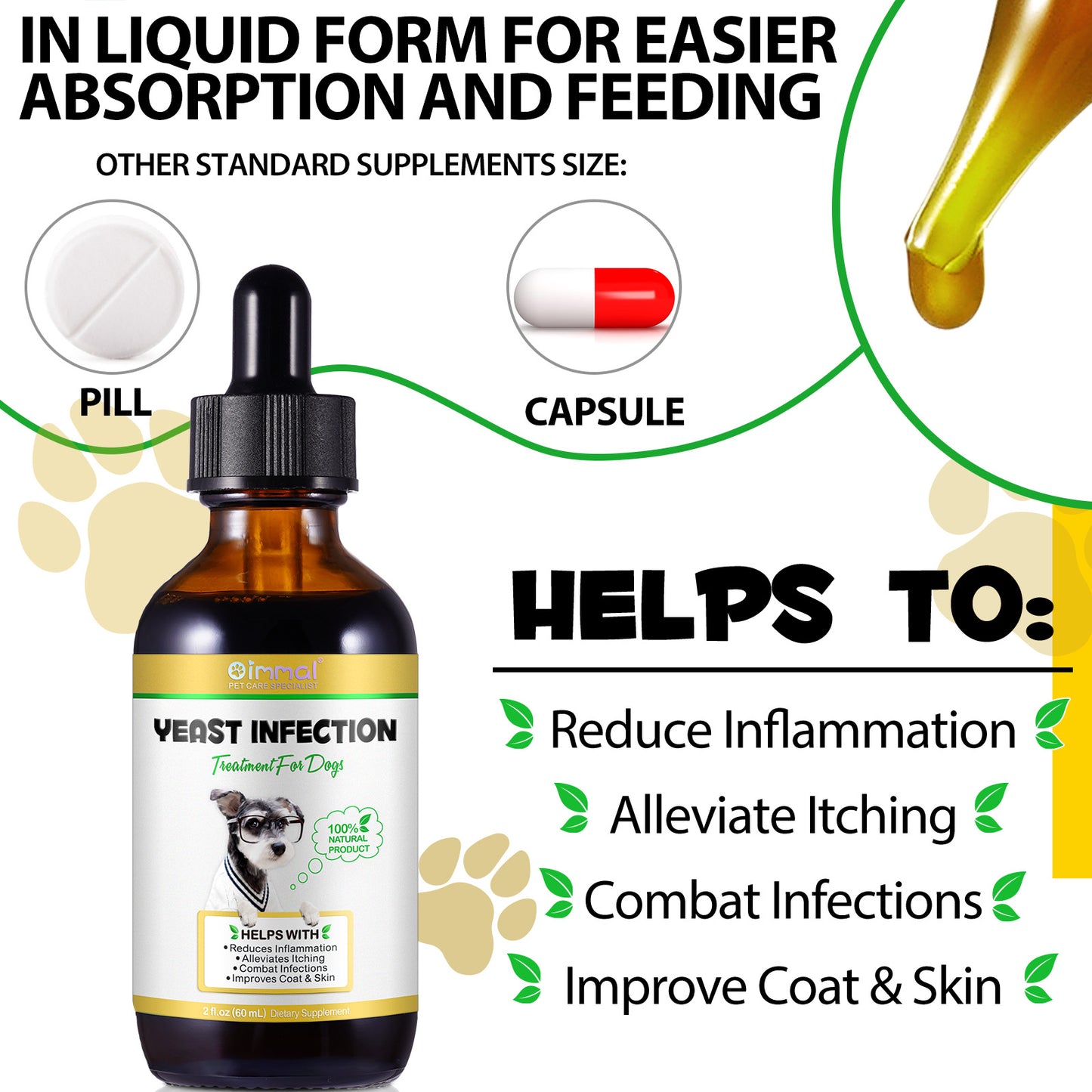 Dog Yeast Infection Treatment Drops – Anti-Itch, Skin & Immune Support