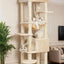 Heybly HCT050M Beige Cat Scratching Post with Blankets for Large Cat Scratching Post Large Platforms Cave 50 x 50 x 153cm