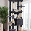 Heybly HCT050G Cat Scratching Post with Blankets for Large Cat Tree Large Platforms Cave 50 x 50 x 153cm Smoke Grey