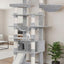 Heybly Tall Cat Tree, 78-inch Multi-Level Cat Tower for Indoor Cats, 2 Widened Plush Perches Cat Condo with Scratching Board and Big Caves, Light Gray