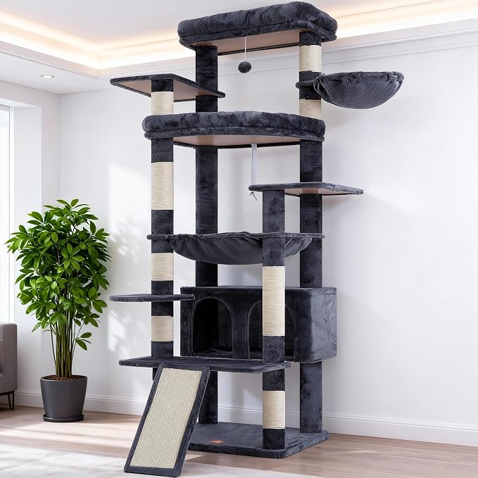 Heybly Tall Cat Tree for Large Cat, 80-inch Multi-Level Cat Tower HCT038G |