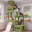 Heybly Cat Tree 72.4-Inch Anti-Tip Cat Tower with Spacious Perches HCT060GY | All-in-One Cat Furniture for Large Cats, Multiple Interactive Areas, Extra-Large Sisal Scratching Board, Green and Yellow