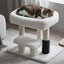 Heybly Cat Scratching Post with Grooming Brush & Gentle Step, HSP001SWH | White