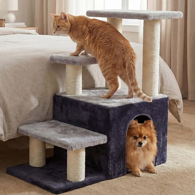 Heybly Cat Scratching Post, Sturdy Pet Stairs & Steps for Indoor Cats and Dogs
