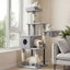 Heybly HCT200SW Cat Scratching Post, 125 cm, Small Cat Tree, Spacious and Comfortable Scratching Post with Cave