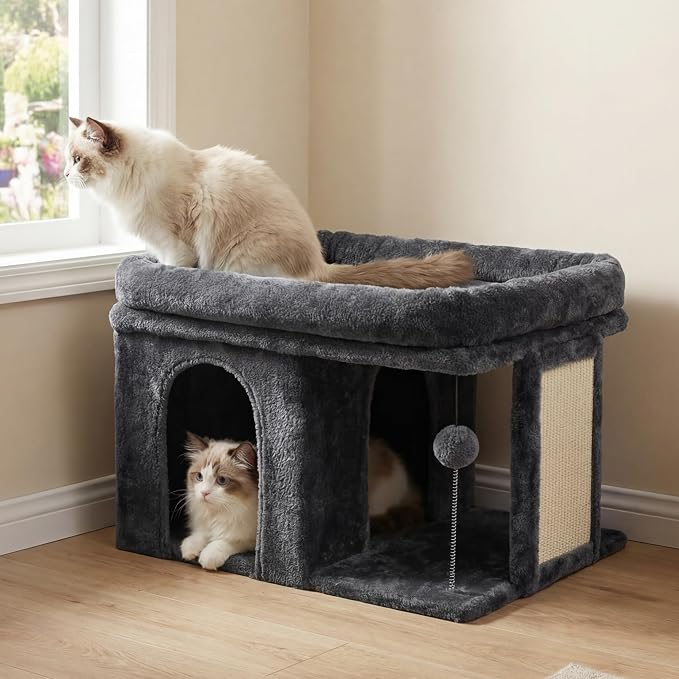 Heybly Cat Tree, 14 inch Cat Tower with Large Perch Bed and Cat Condo for Indoor Cats