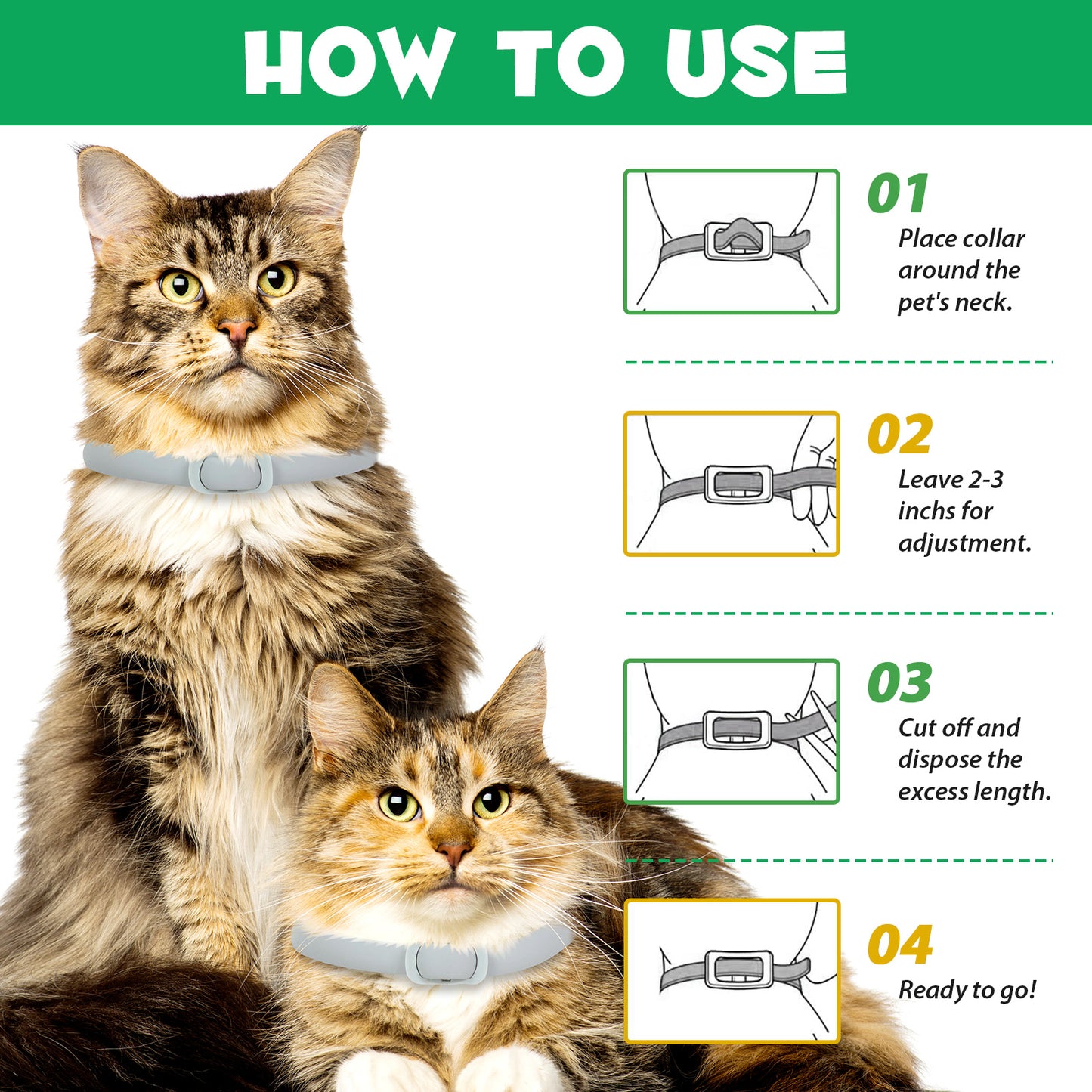 Flea & Tick Collar for Cats – Long-Lasting Protection, Adjustable & Waterproof