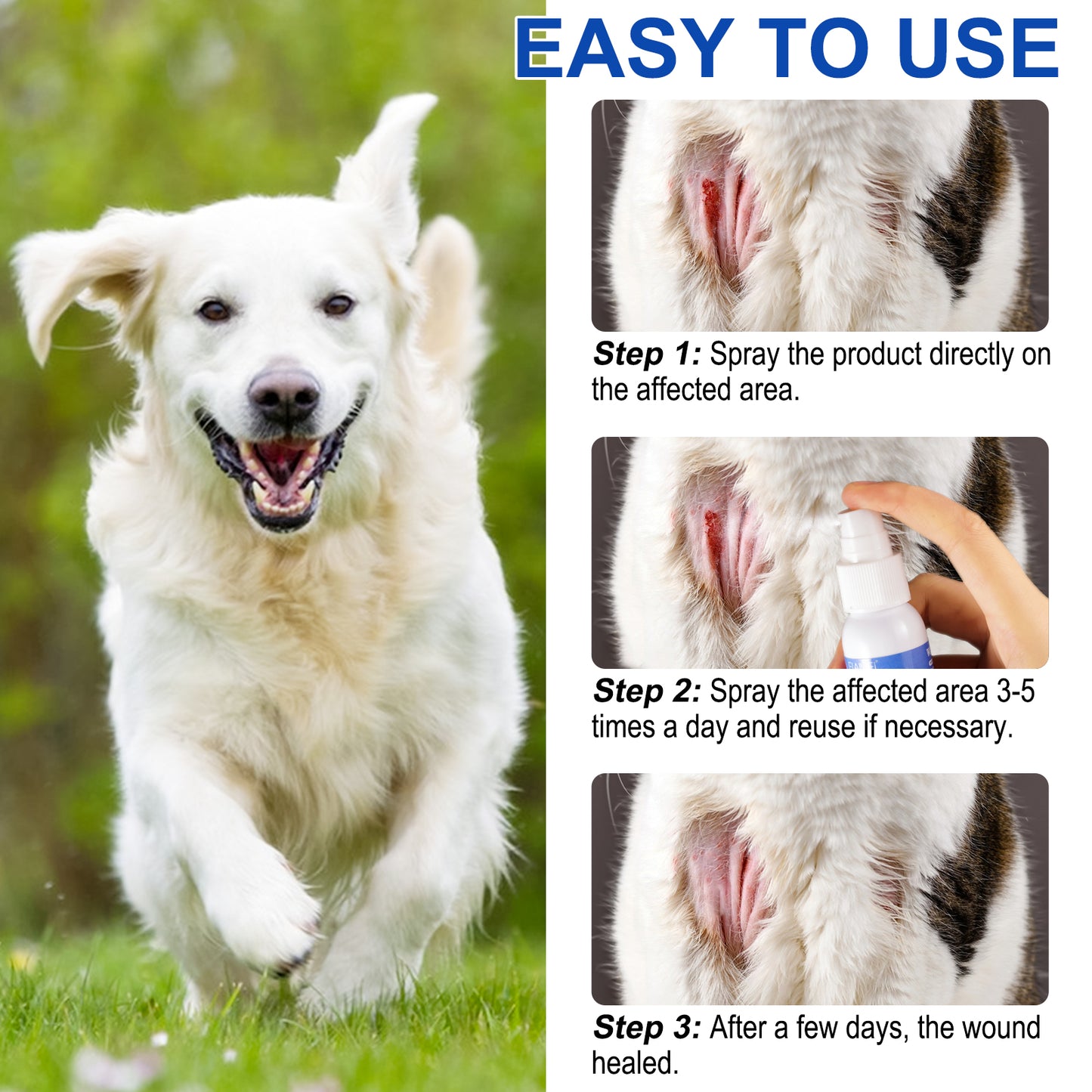 Elaimei Pet Wound Spray – Fast Healing & Pain Relief for Dogs and Cats (30ml)