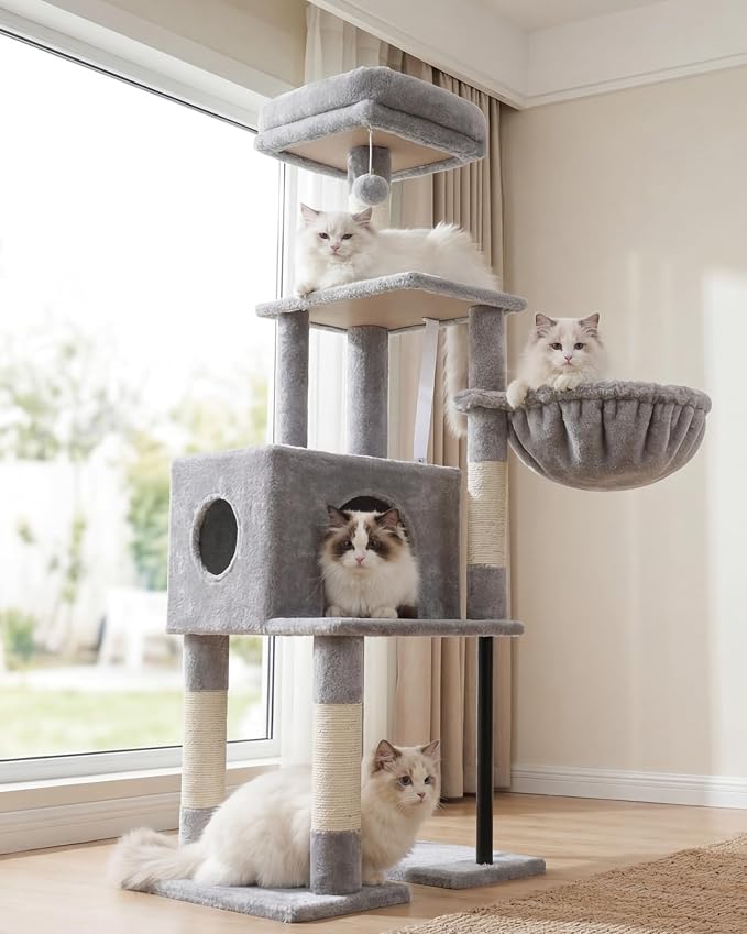 Heybly Cat Tree with Toy, 49.2 inch Cat Tower for Indoor Cats HCT200SW-1 |
