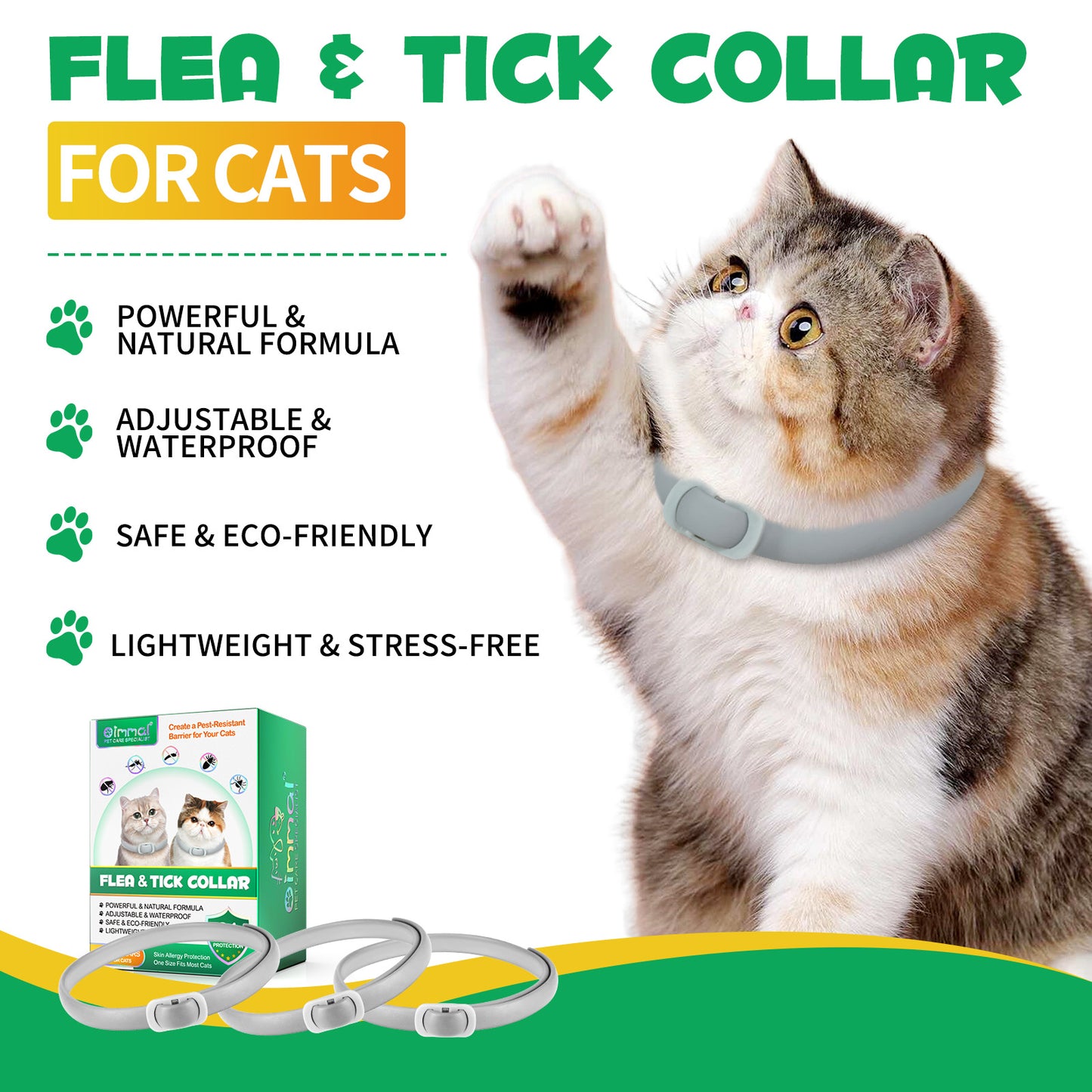 Flea & Tick Collar for Cats – Long-Lasting Protection, Adjustable & Waterproof