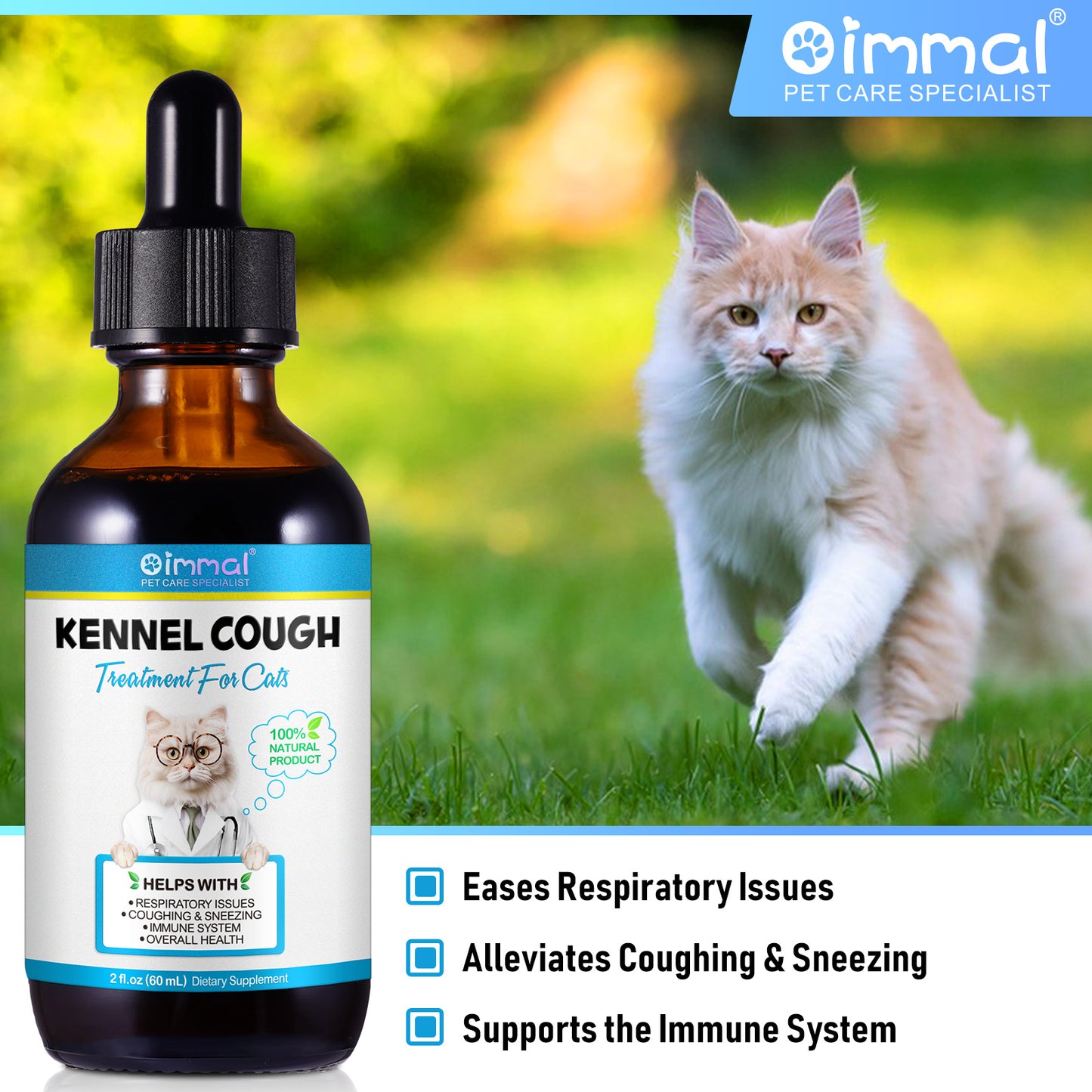 Kennel Cough Relief Drops for Cats – Respiratory & Immune Support Formula 60ml