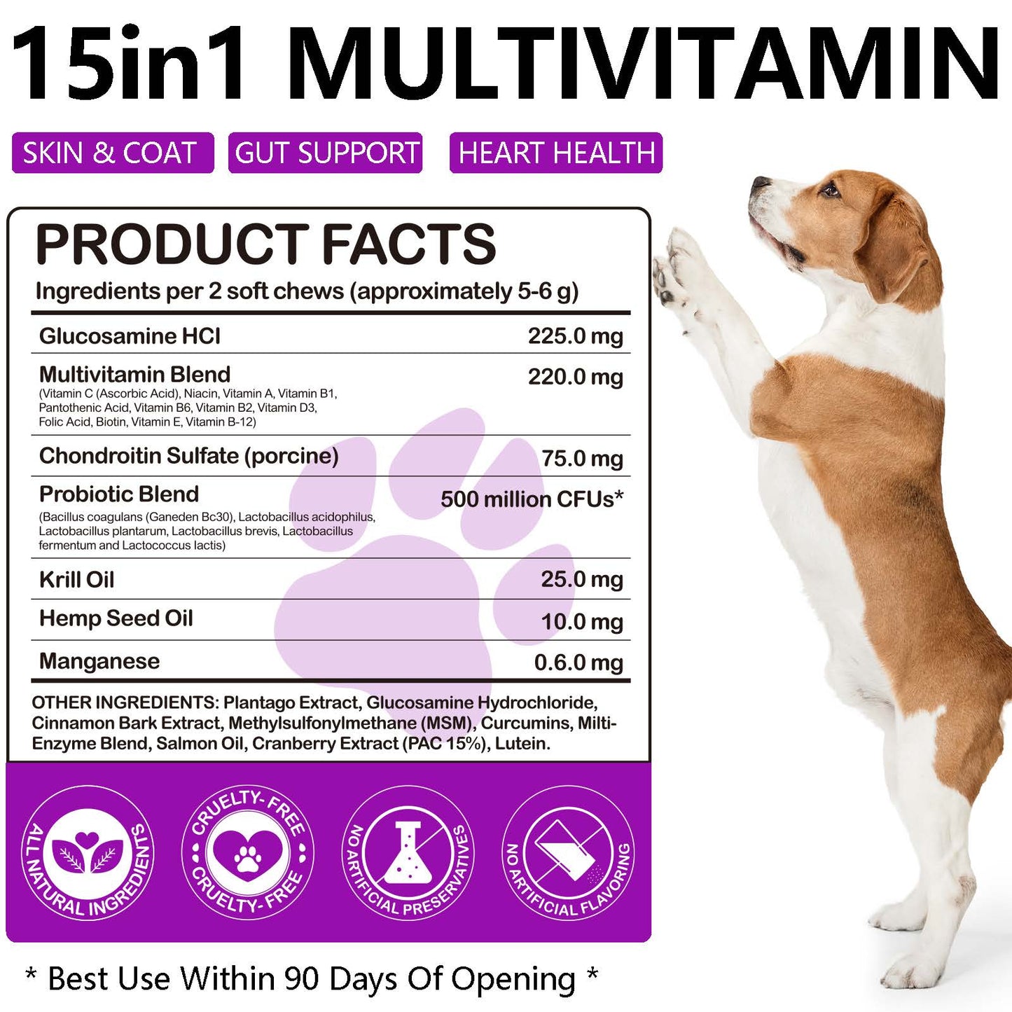Oimmal 15-in-1 Multivitamin Soft Chews for Dogs – Hip & Joint, Skin & Coat, Gut & Heart Health (150 Count)